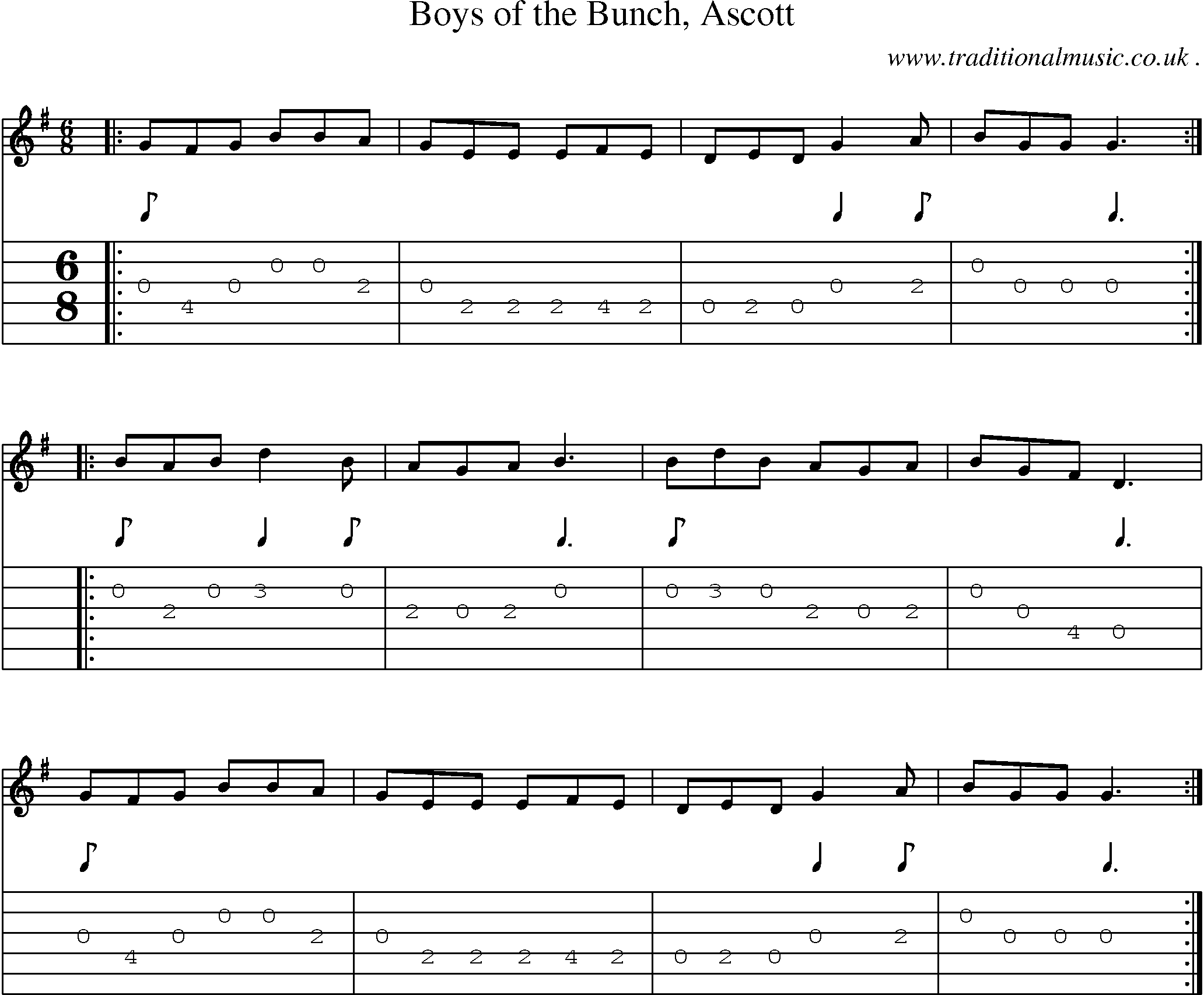 Sheet-Music and Guitar Tabs for Boys Of The Bunch Ascott