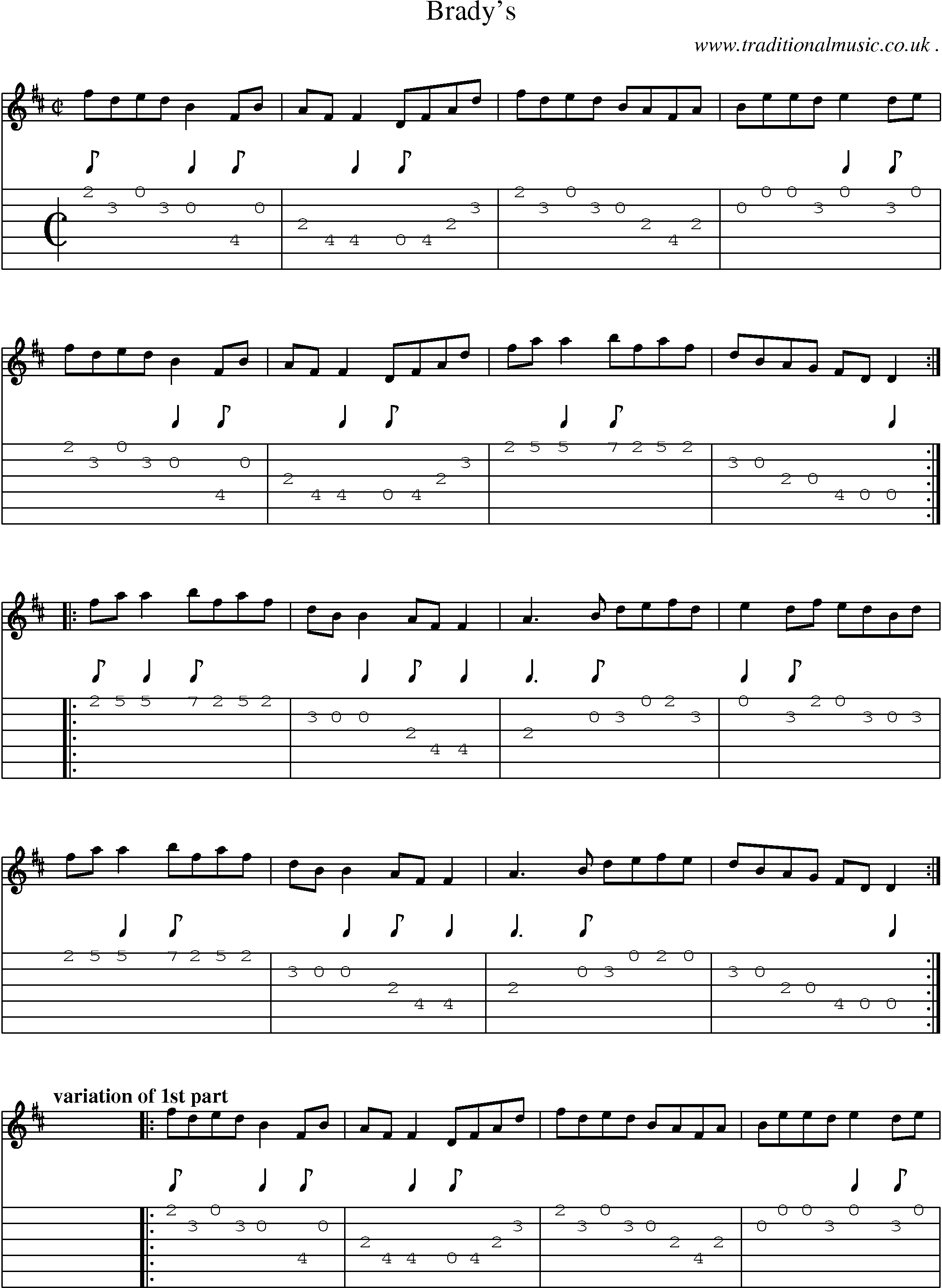 Sheet-Music and Guitar Tabs for Bradys