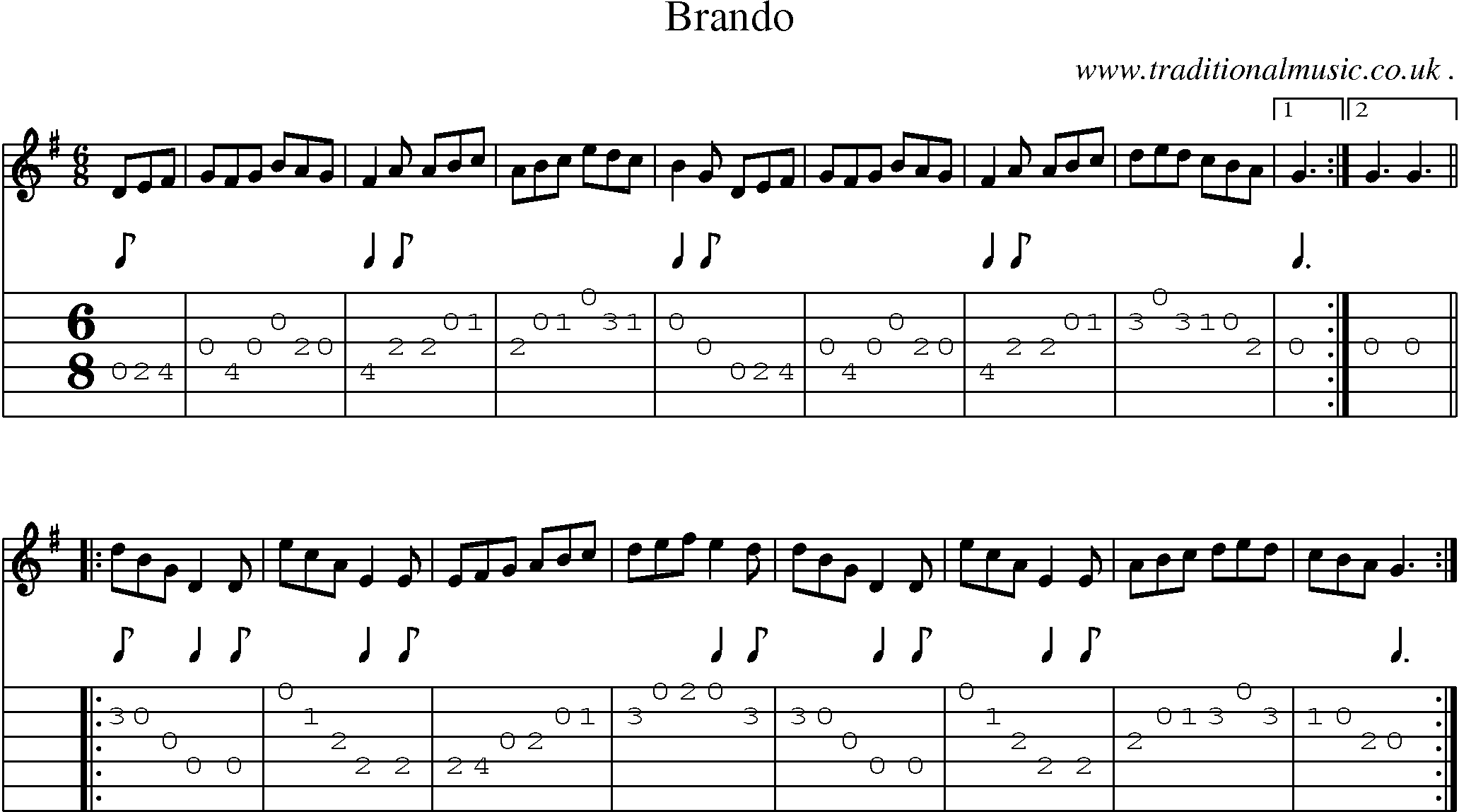 Sheet-Music and Guitar Tabs for Brando