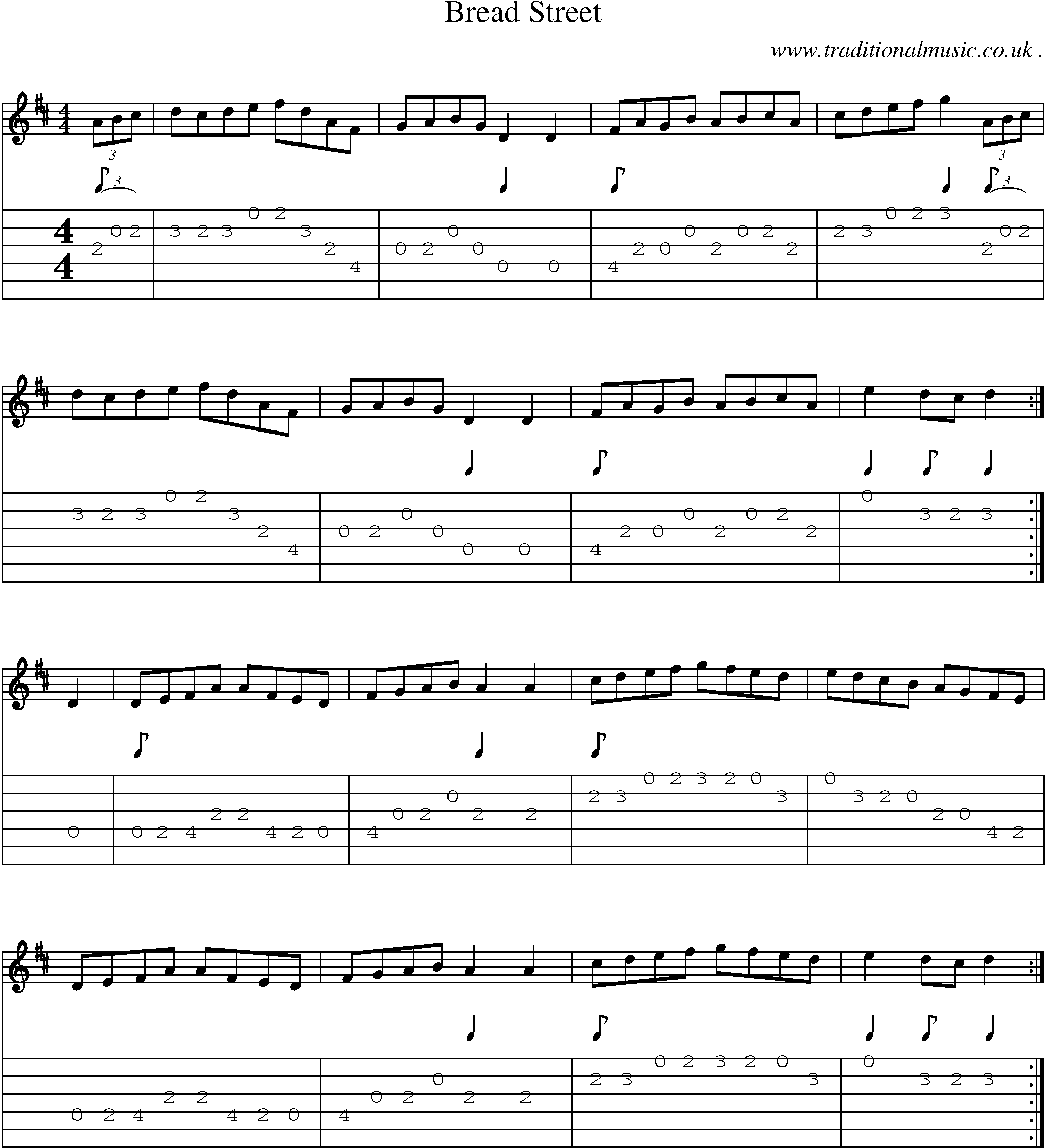Sheet-Music and Guitar Tabs for Bread Street