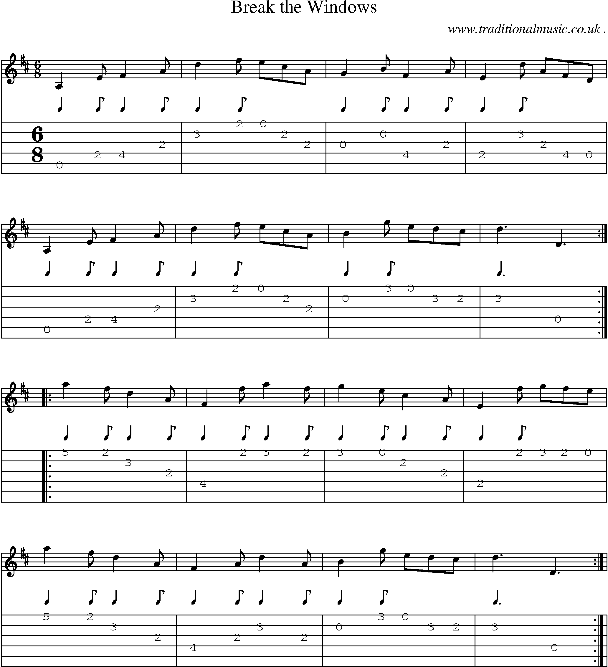 Sheet-Music and Guitar Tabs for Break The Windows