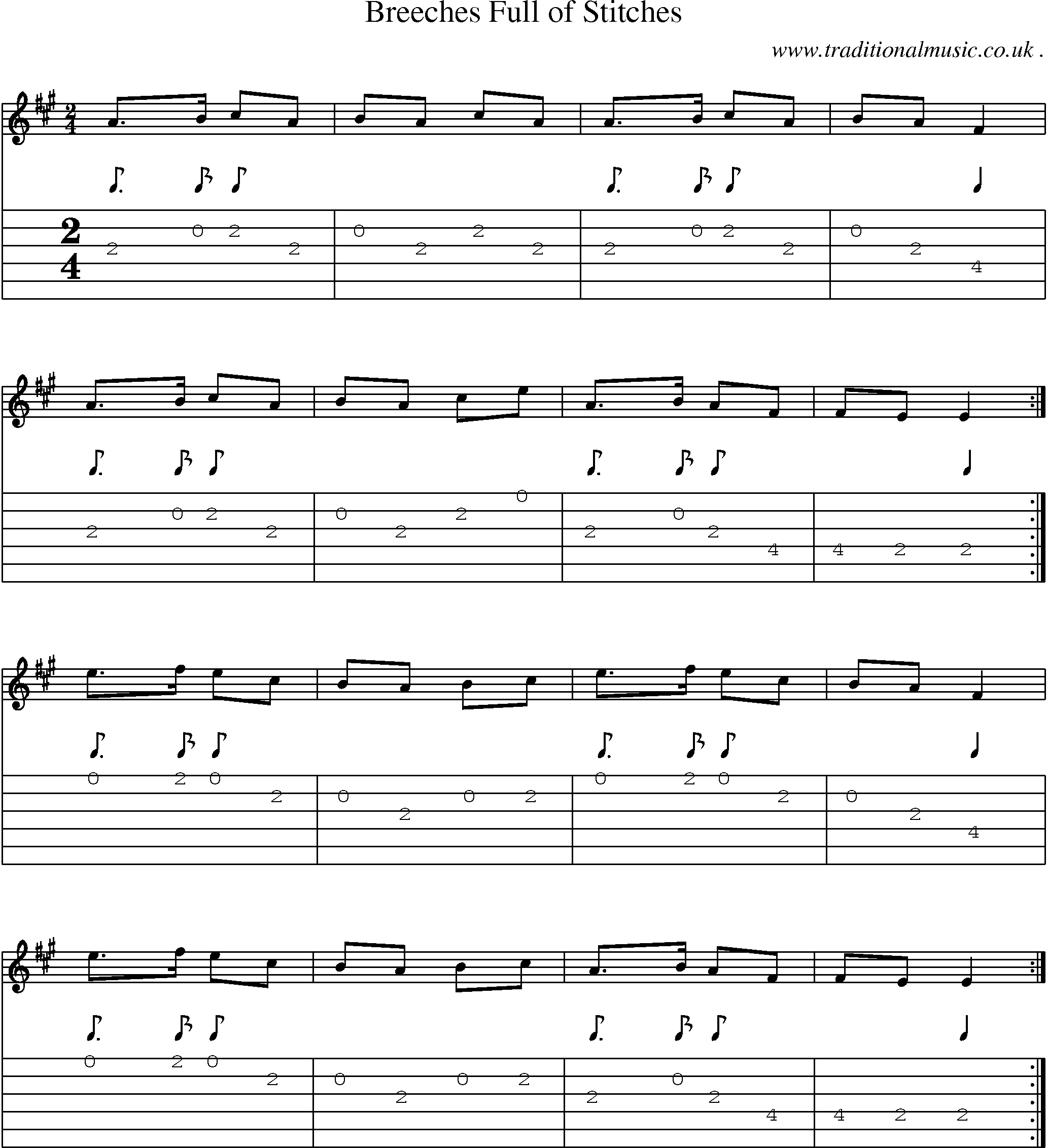 Sheet-Music and Guitar Tabs for Breeches Full Of Stitches