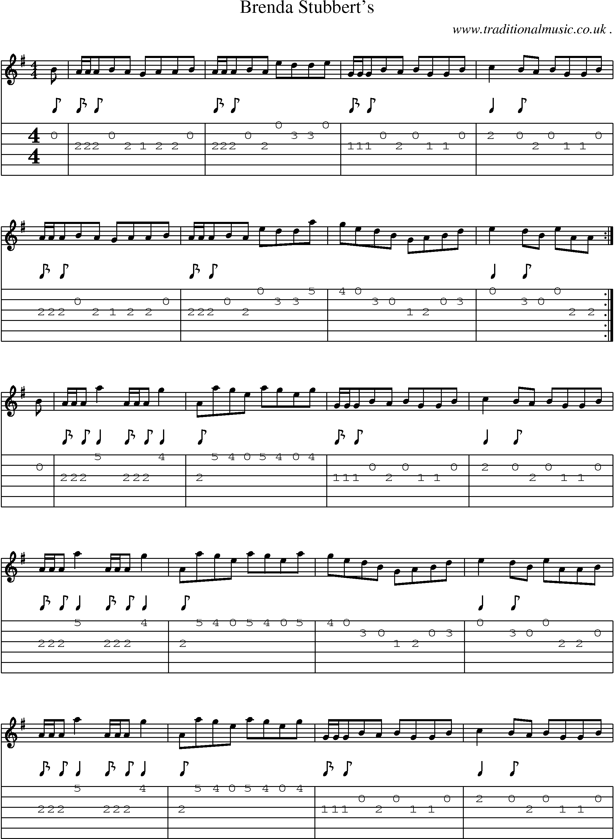 Sheet-Music and Guitar Tabs for Brenda Stubberts