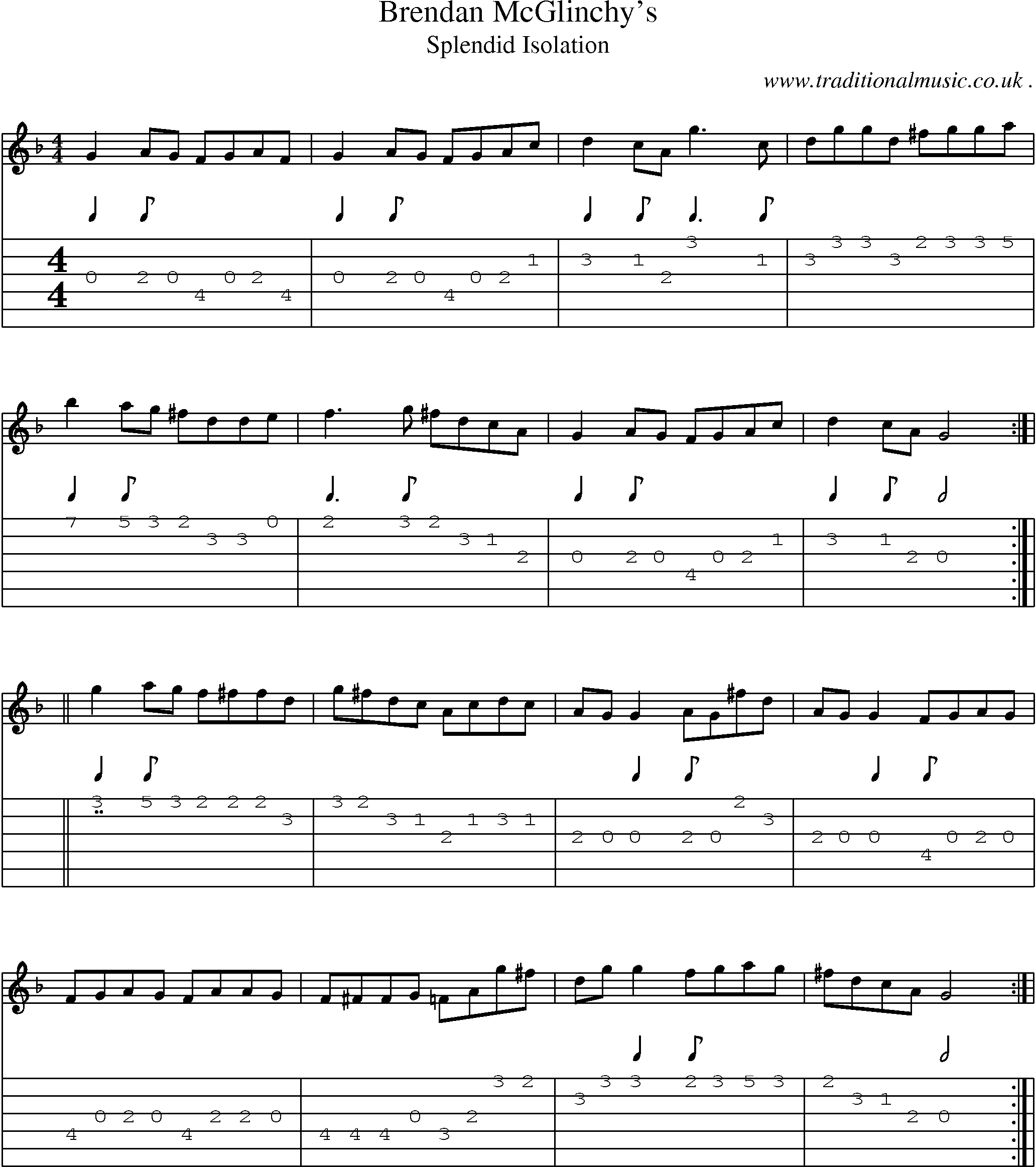 Sheet-Music and Guitar Tabs for Brendan Mcglinchys