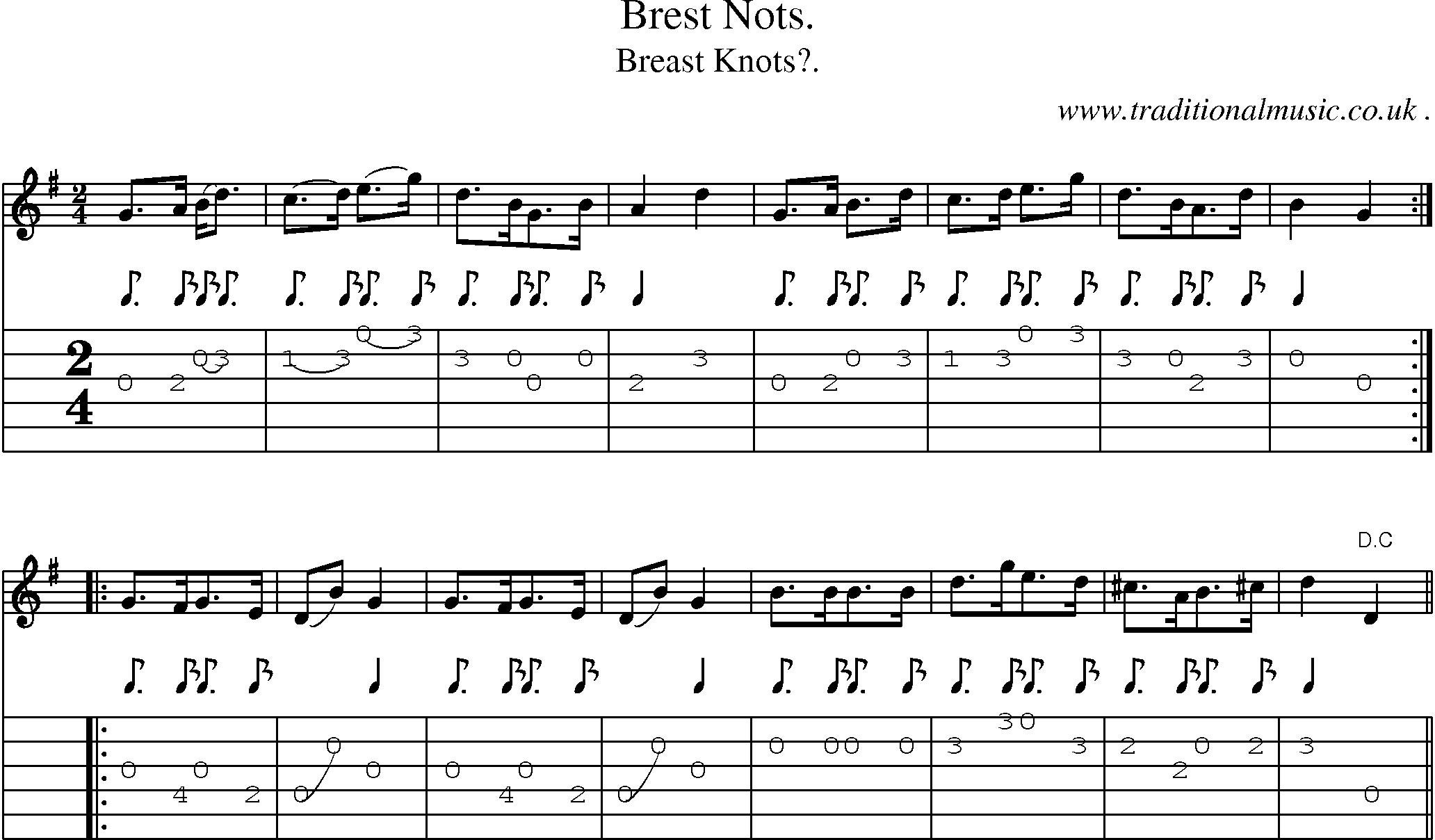Sheet-Music and Guitar Tabs for Brest Nots