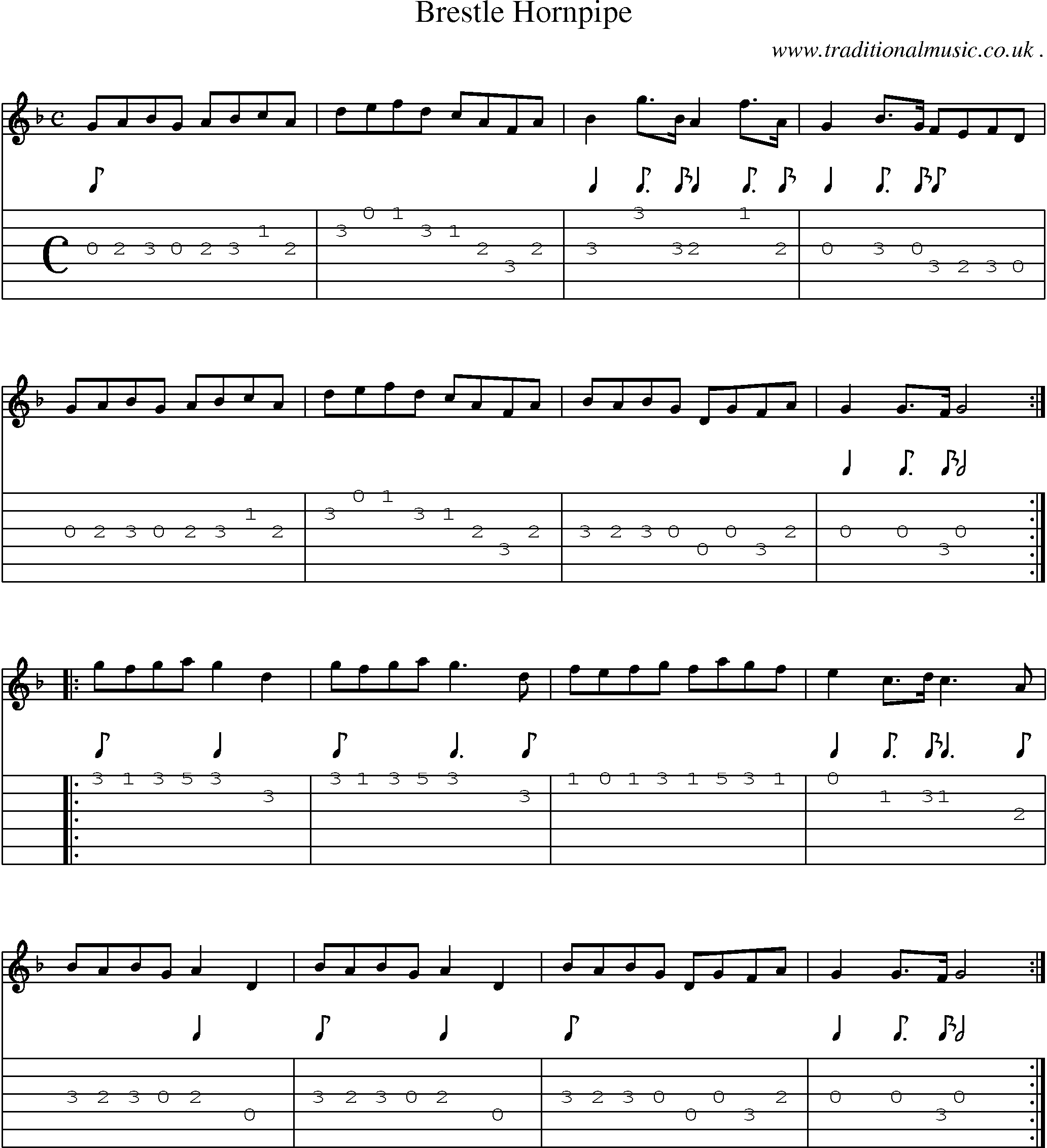 Sheet-Music and Guitar Tabs for Brestle Hornpipe