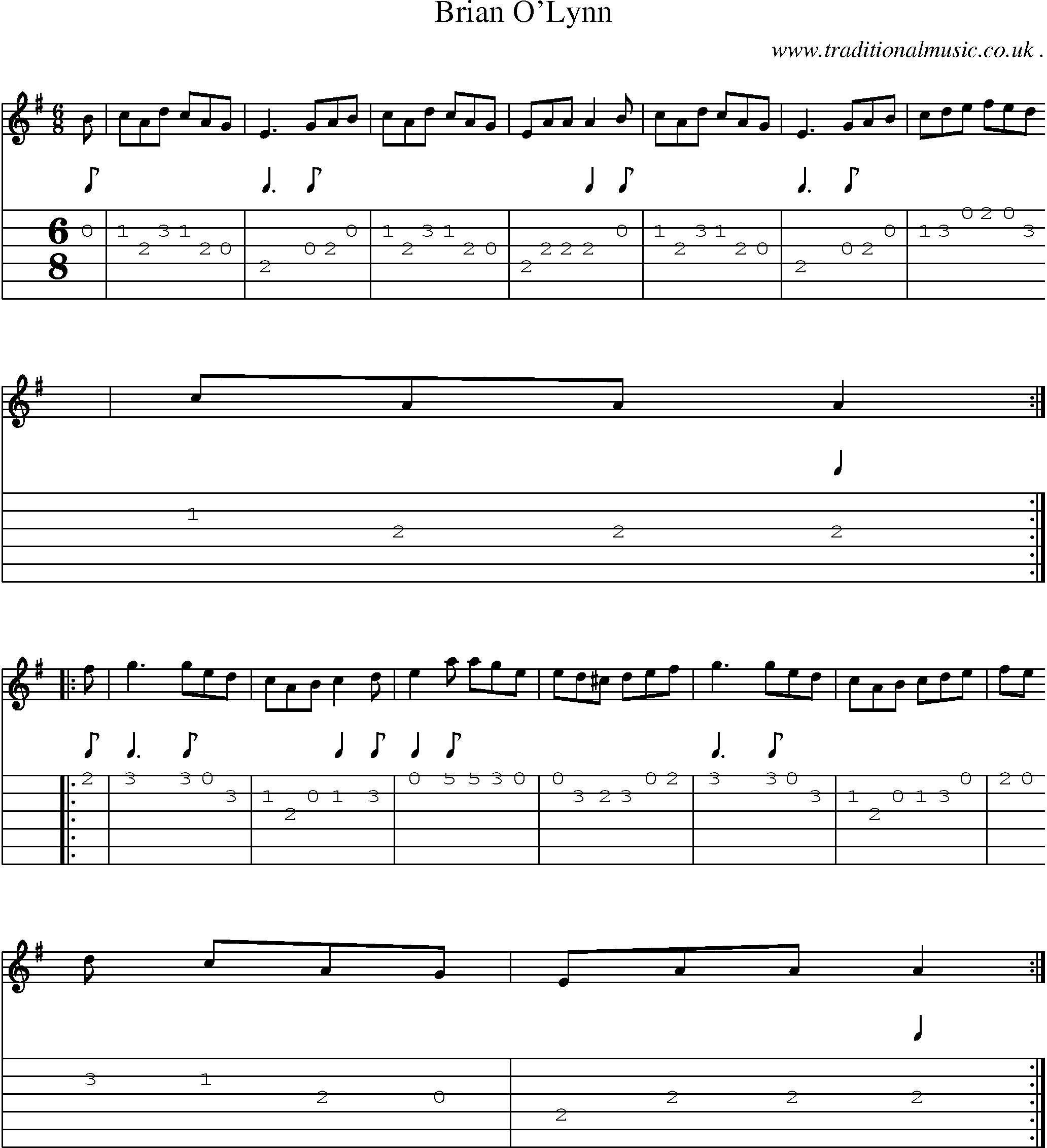 Sheet-Music and Guitar Tabs for Brian Olynn