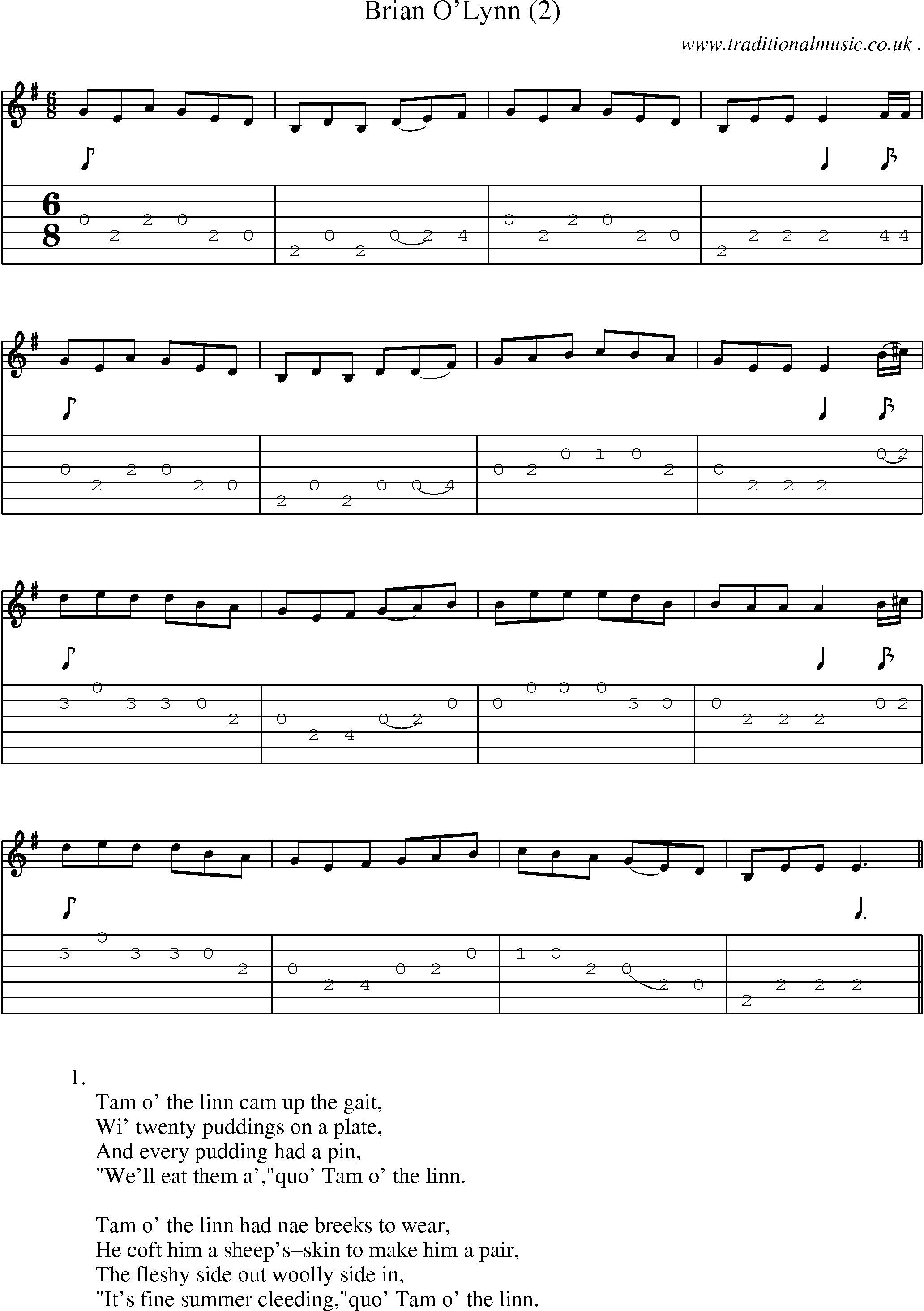 Sheet-Music and Guitar Tabs for Brian Olynn (2)
