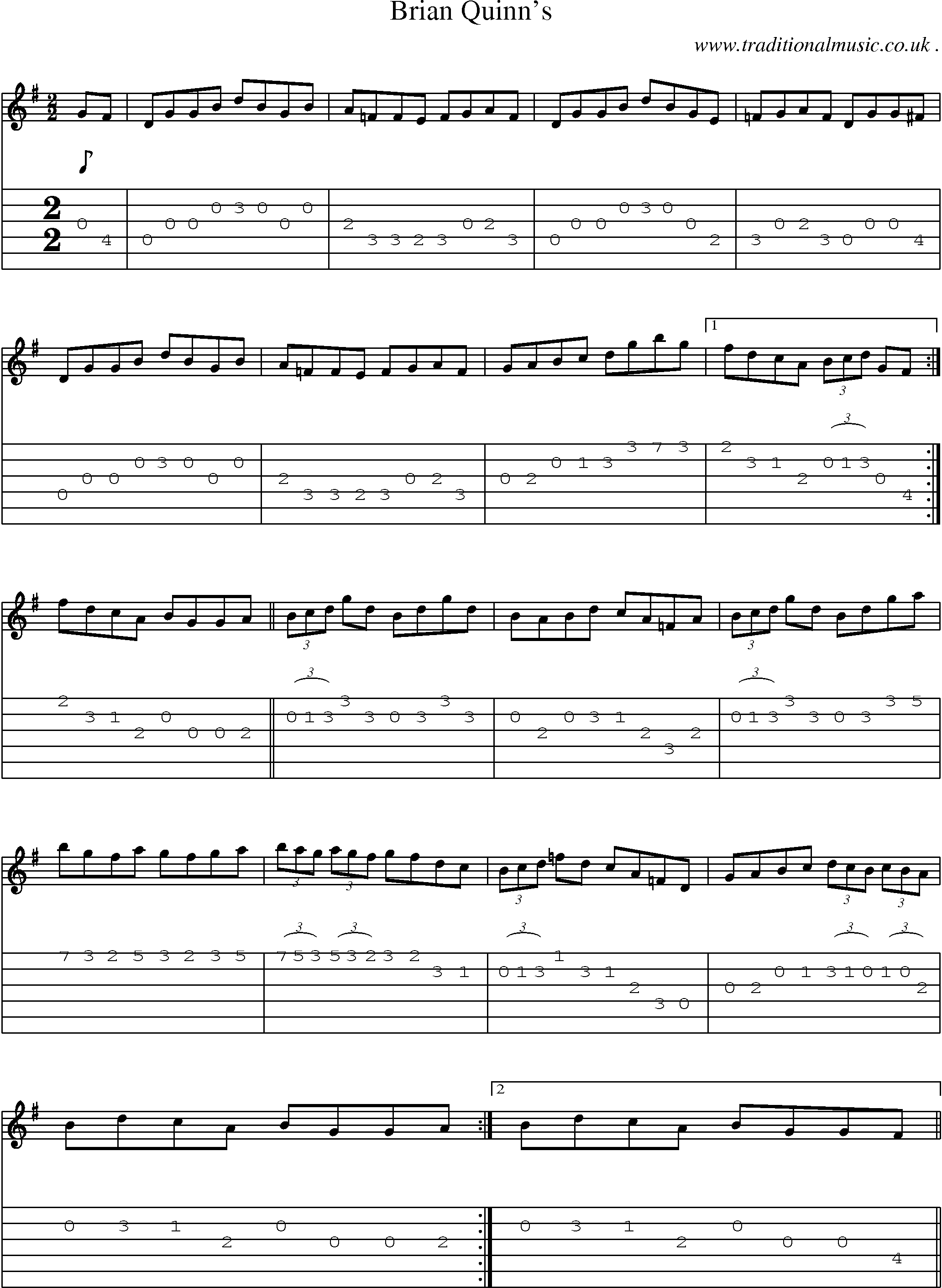 Sheet-Music and Guitar Tabs for Brian Quinns