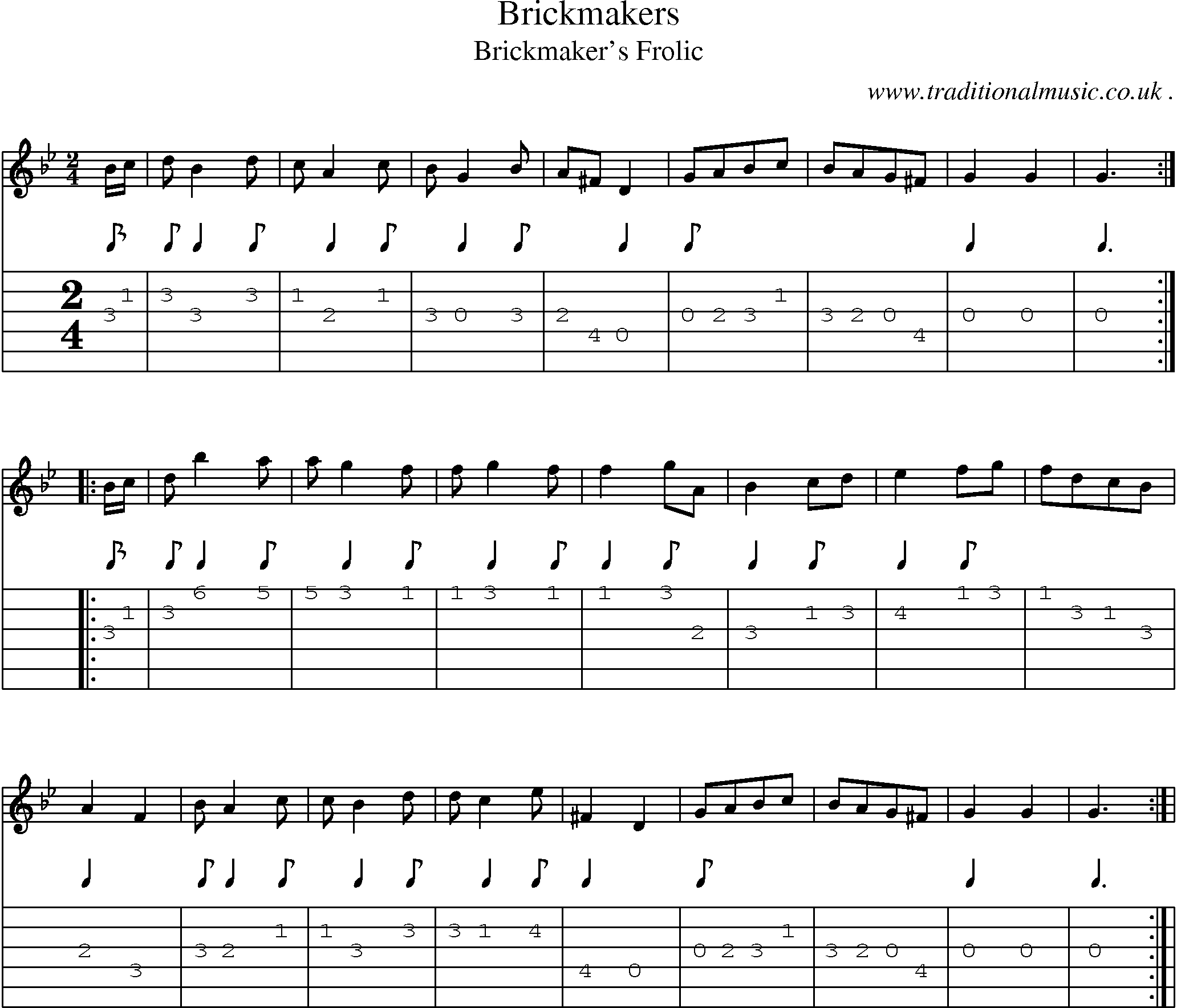 Sheet-Music and Guitar Tabs for Brickmakers