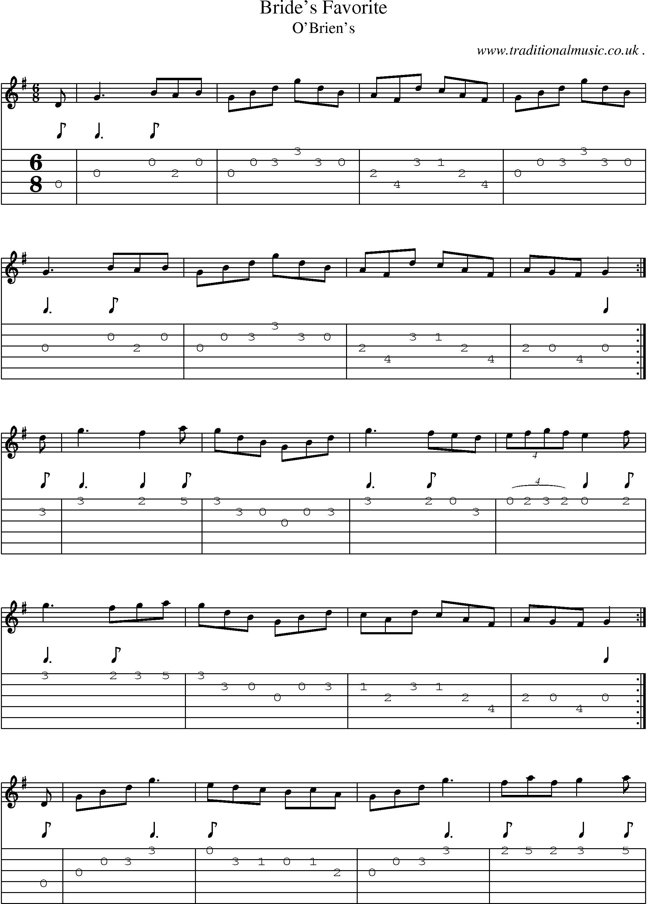 Sheet-Music and Guitar Tabs for Brides Favorite