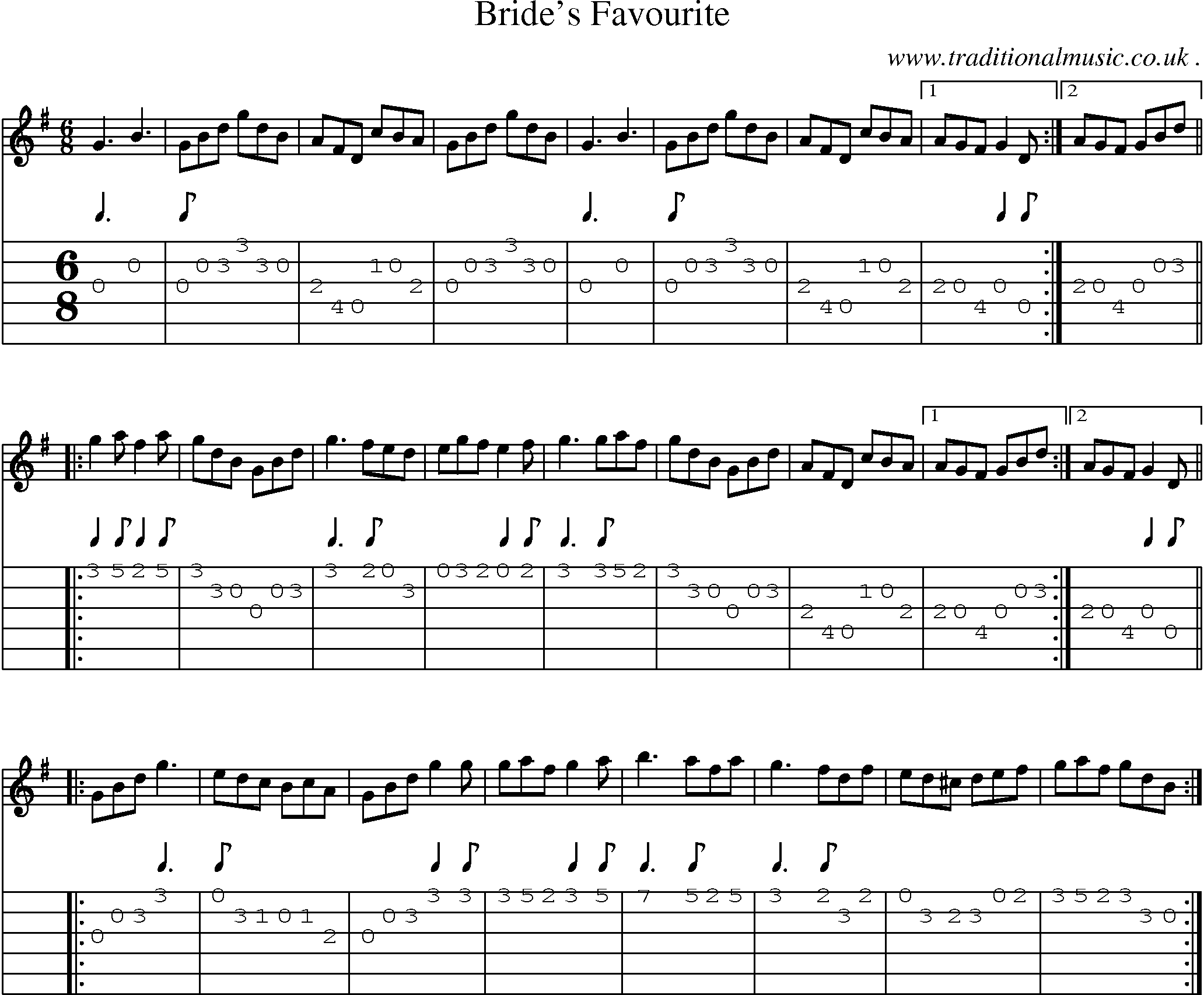 Sheet-Music and Guitar Tabs for Brides Favourite