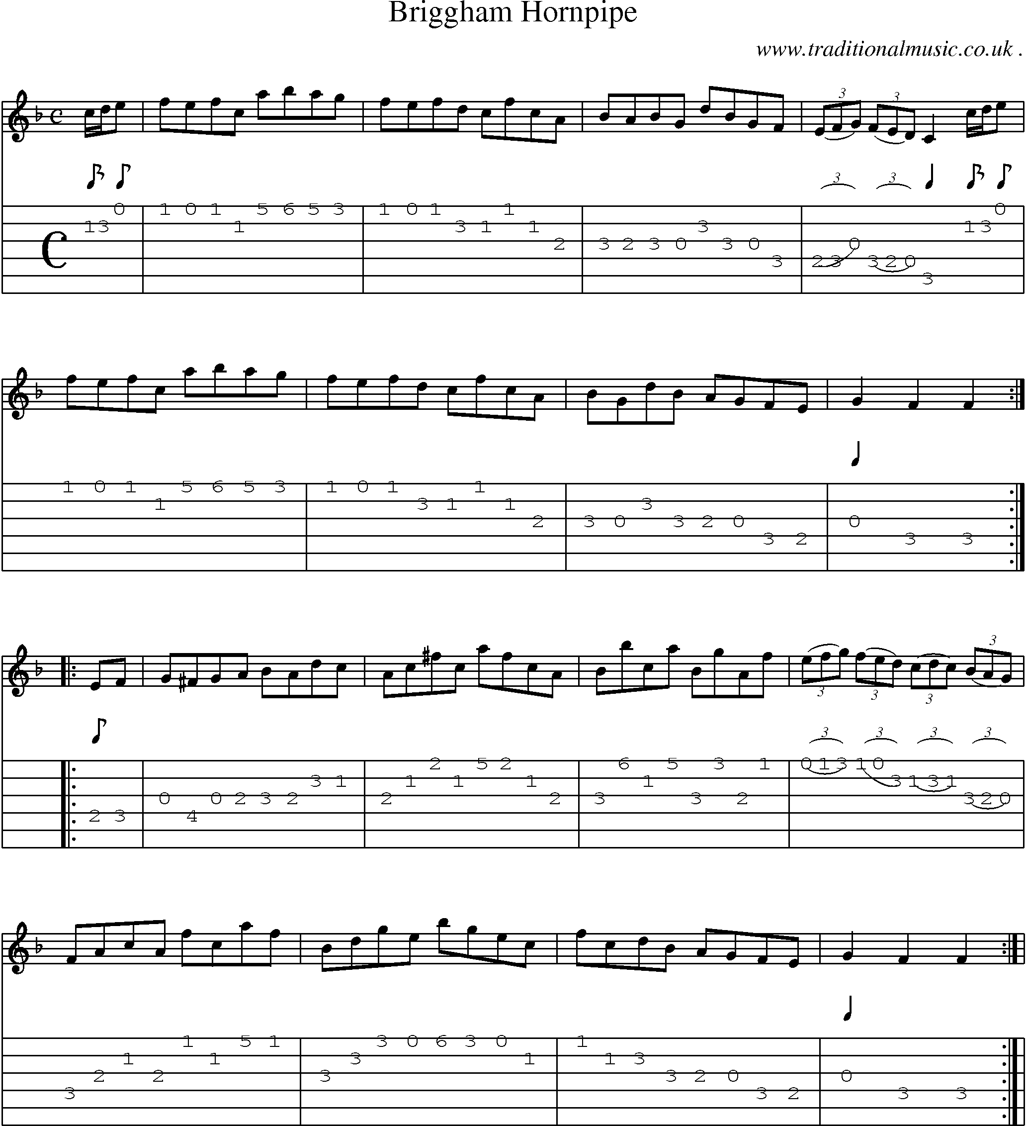 Sheet-Music and Guitar Tabs for Briggham Hornpipe