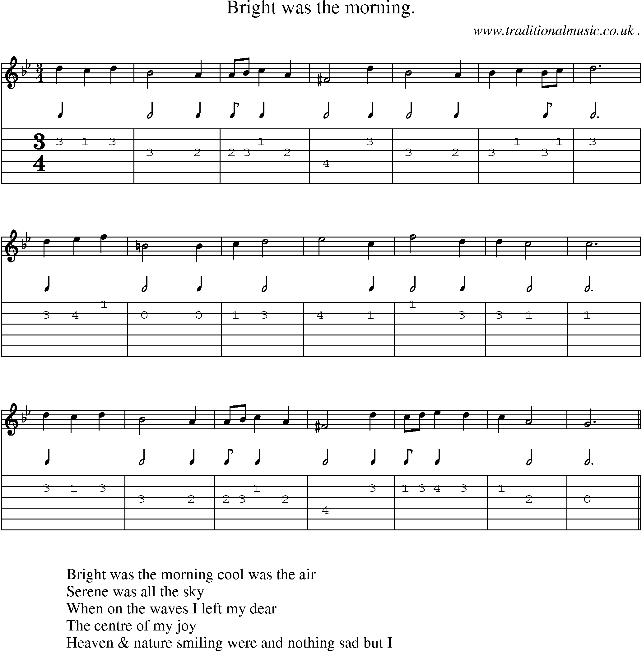 Sheet-Music and Guitar Tabs for Bright Was The Morning