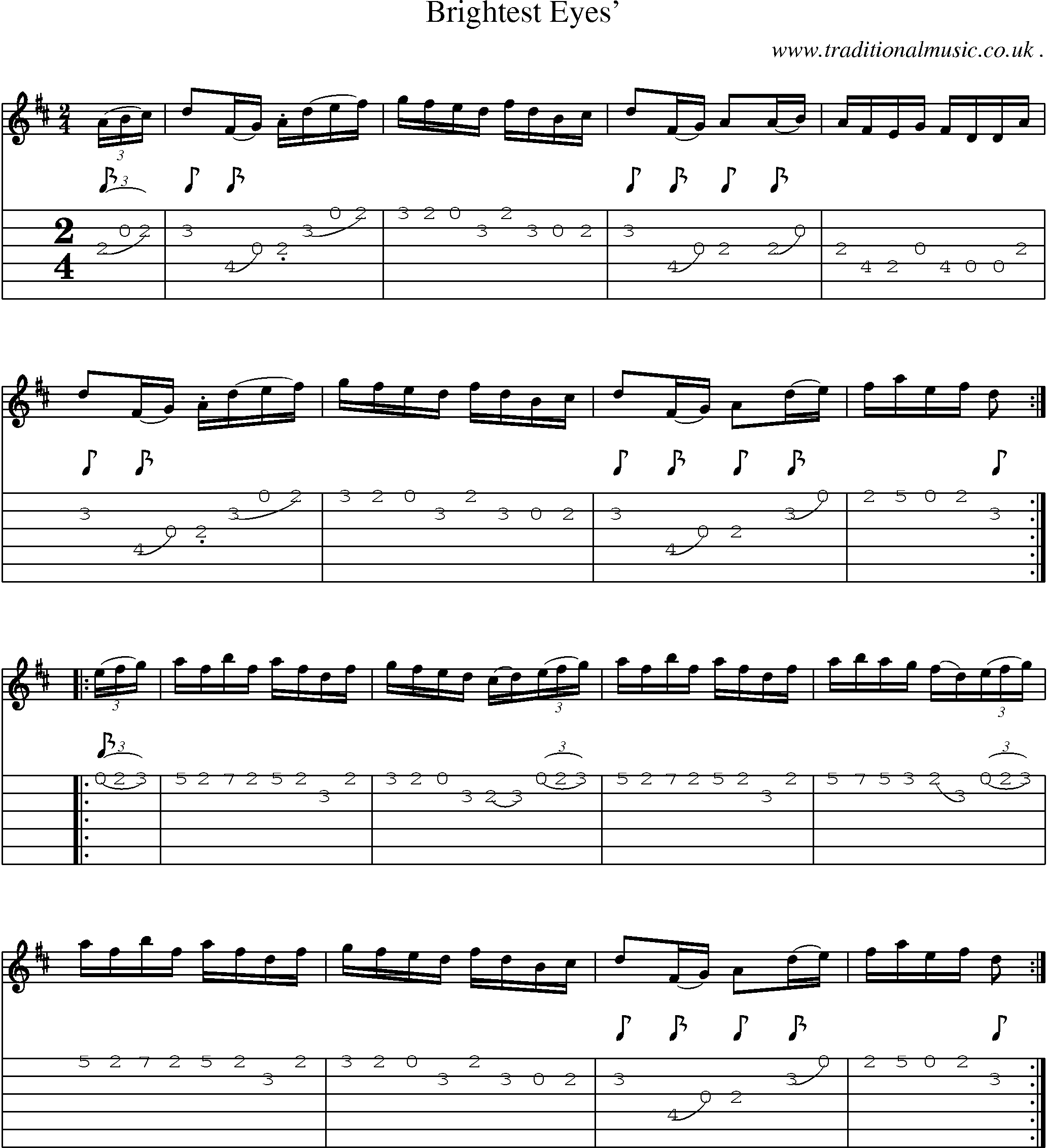 Sheet-Music and Guitar Tabs for Brightest Eyes