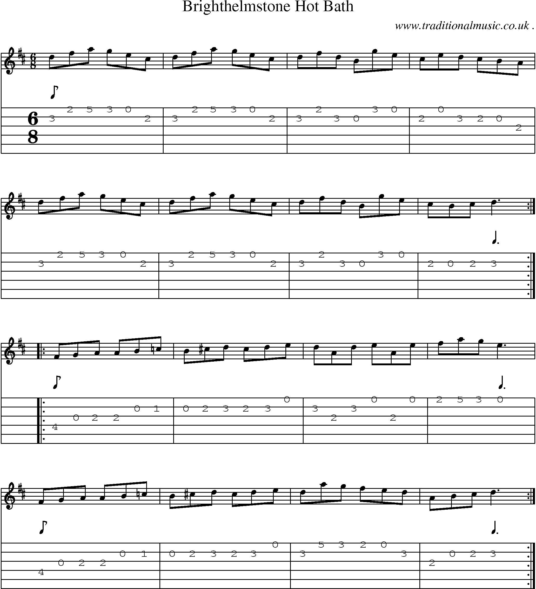 Sheet-Music and Guitar Tabs for Brighthelmstone Hot Bath
