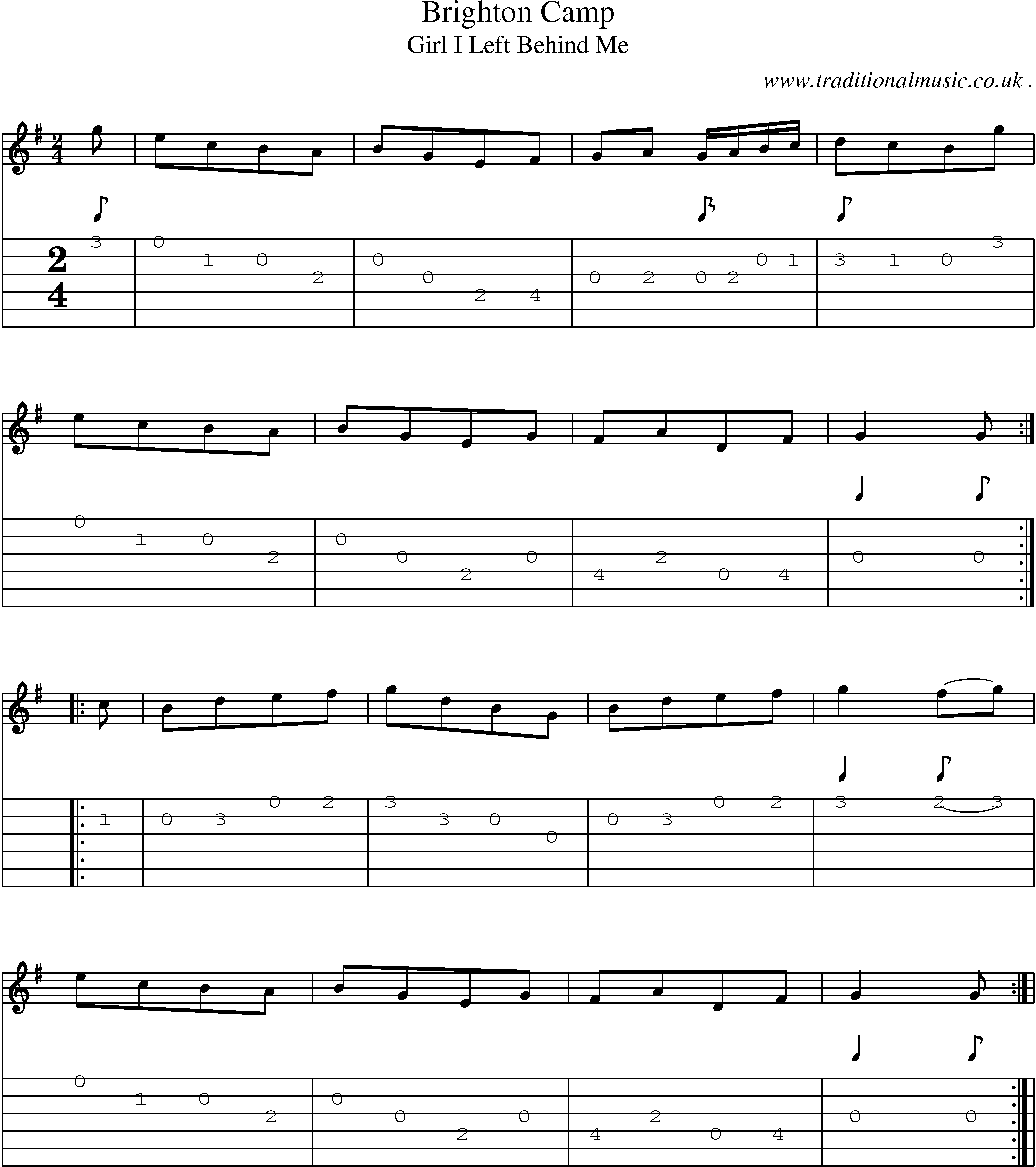 Sheet-Music and Guitar Tabs for Brighton Camp