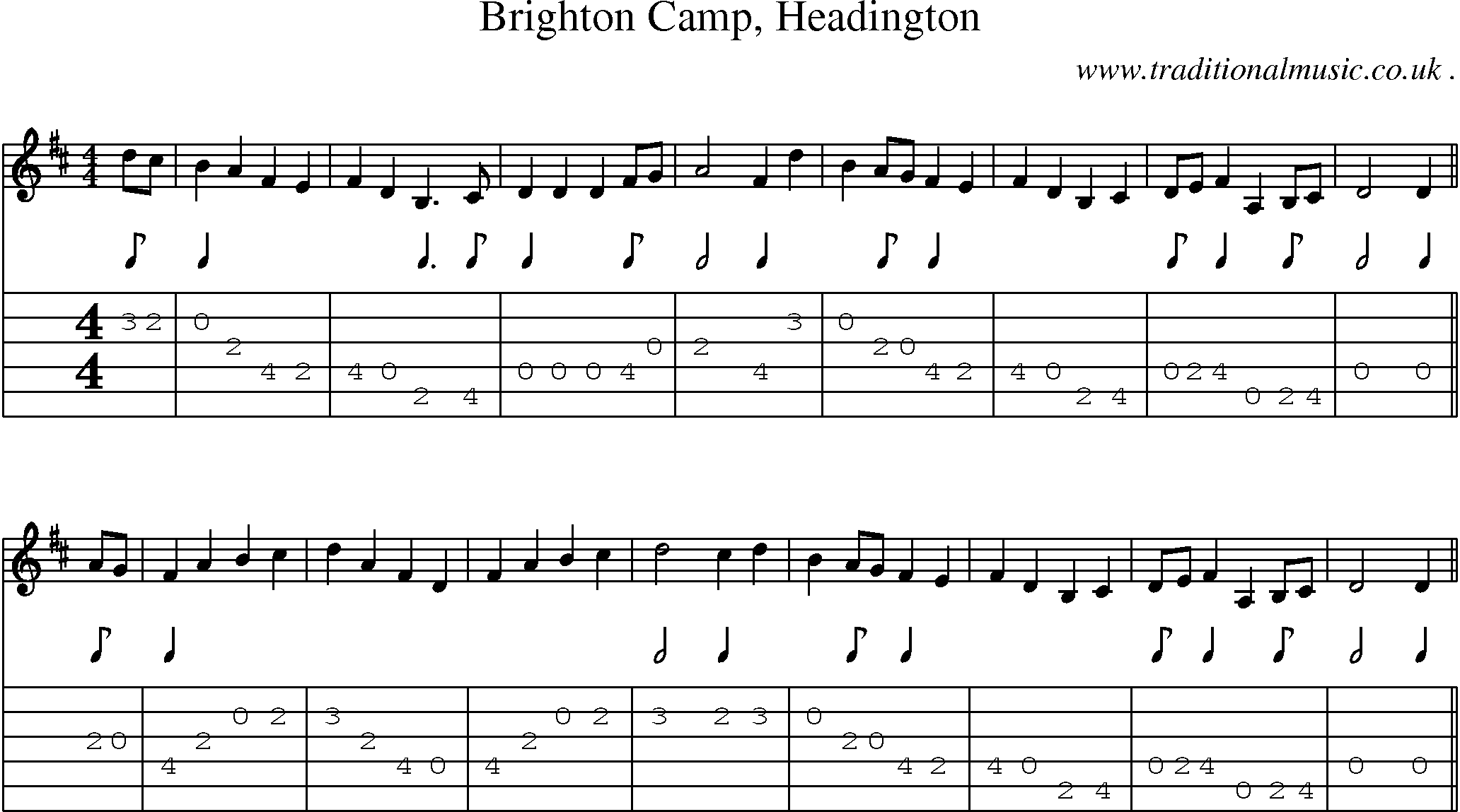 Sheet-Music and Guitar Tabs for Brighton Camp Headington