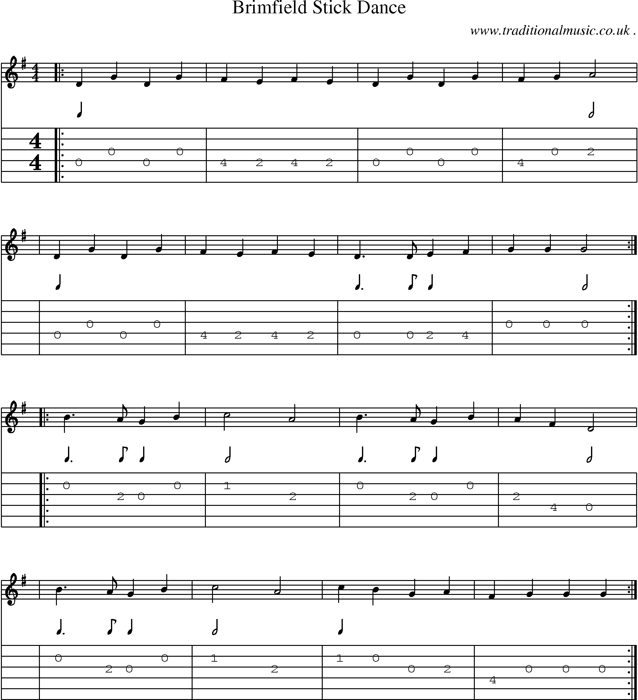 Sheet-Music and Guitar Tabs for Brimfield Stick Dance