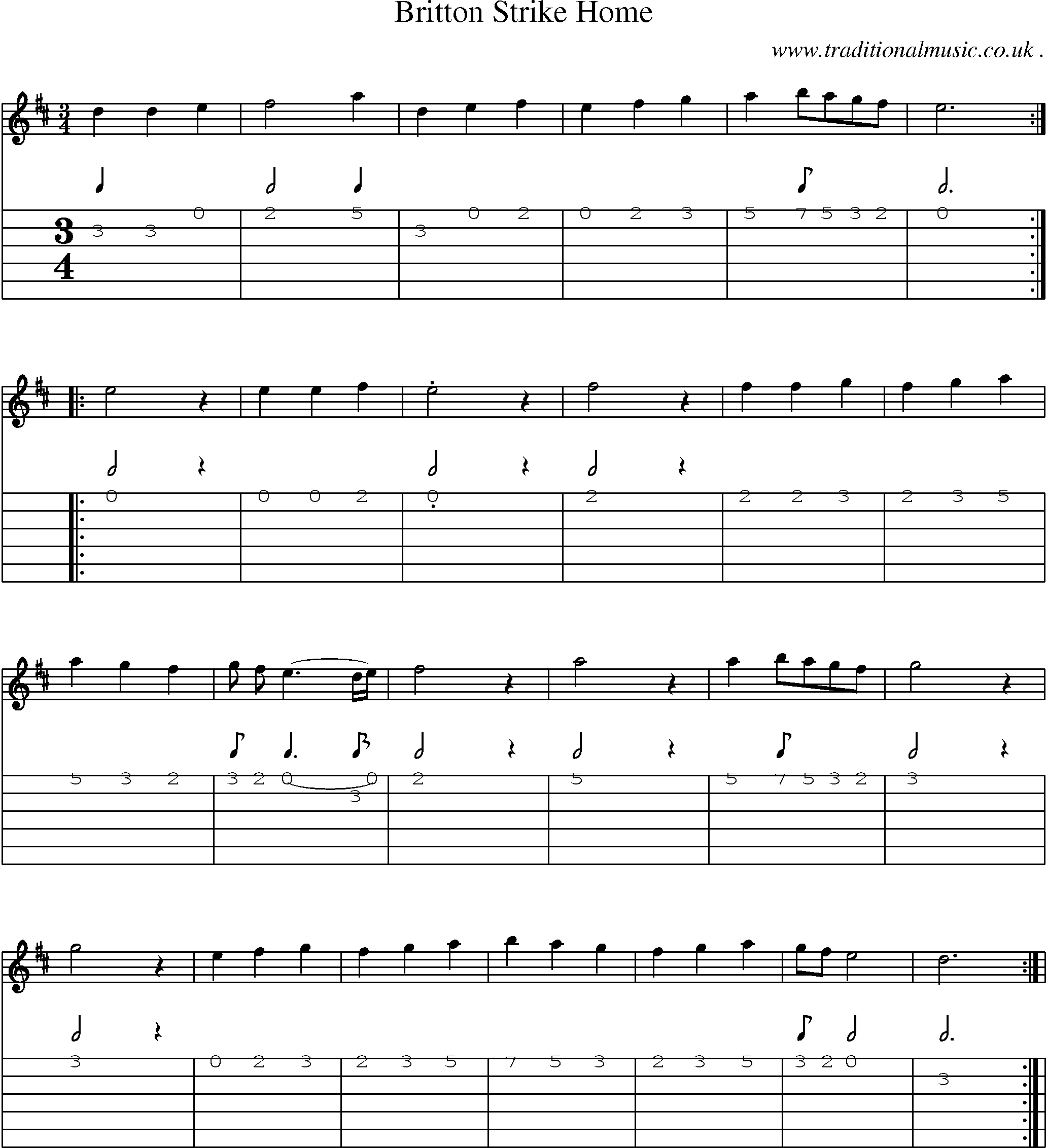 Sheet-Music and Guitar Tabs for Britton Strike Home