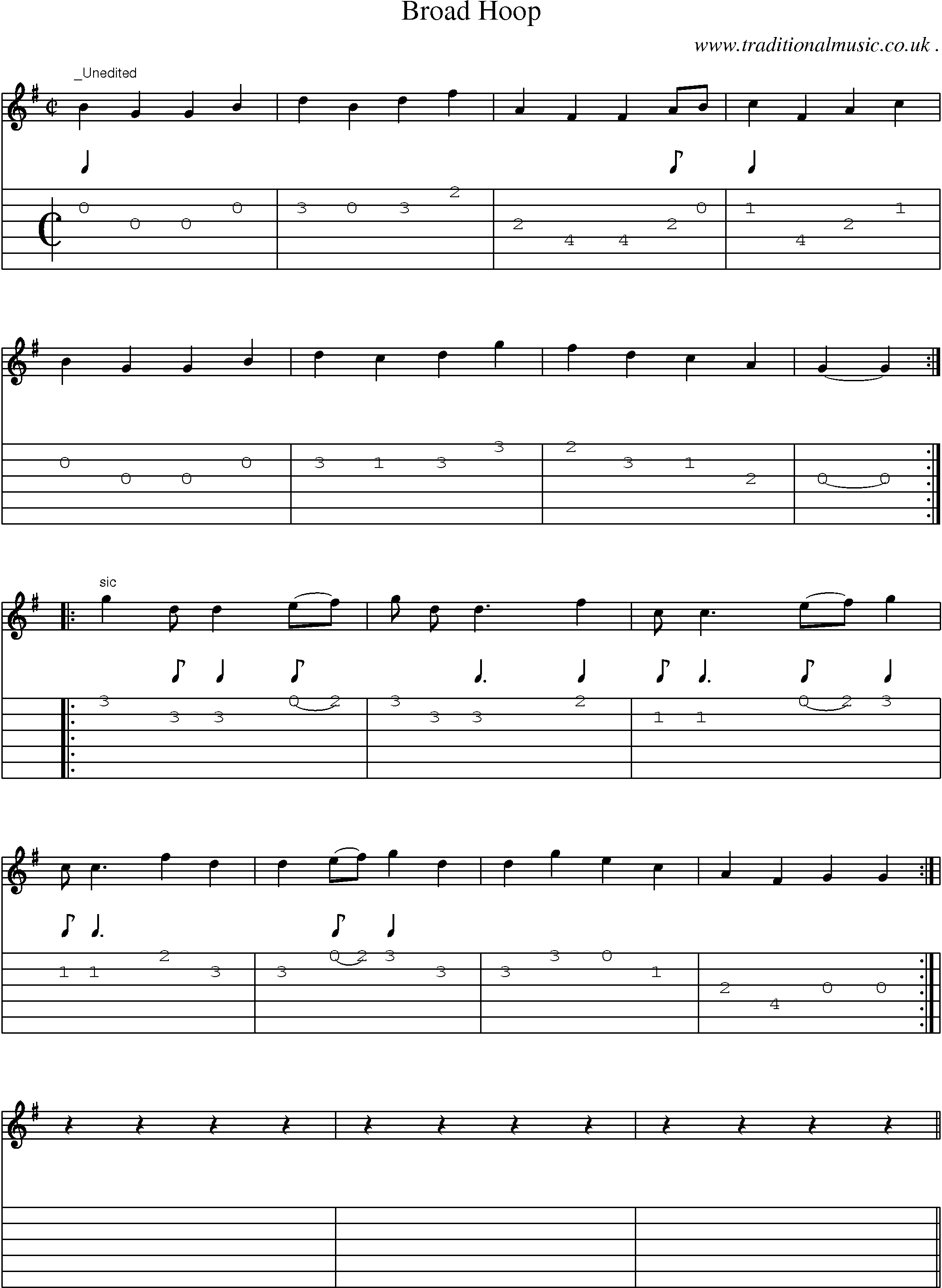 Sheet-Music and Guitar Tabs for Broad Hoop