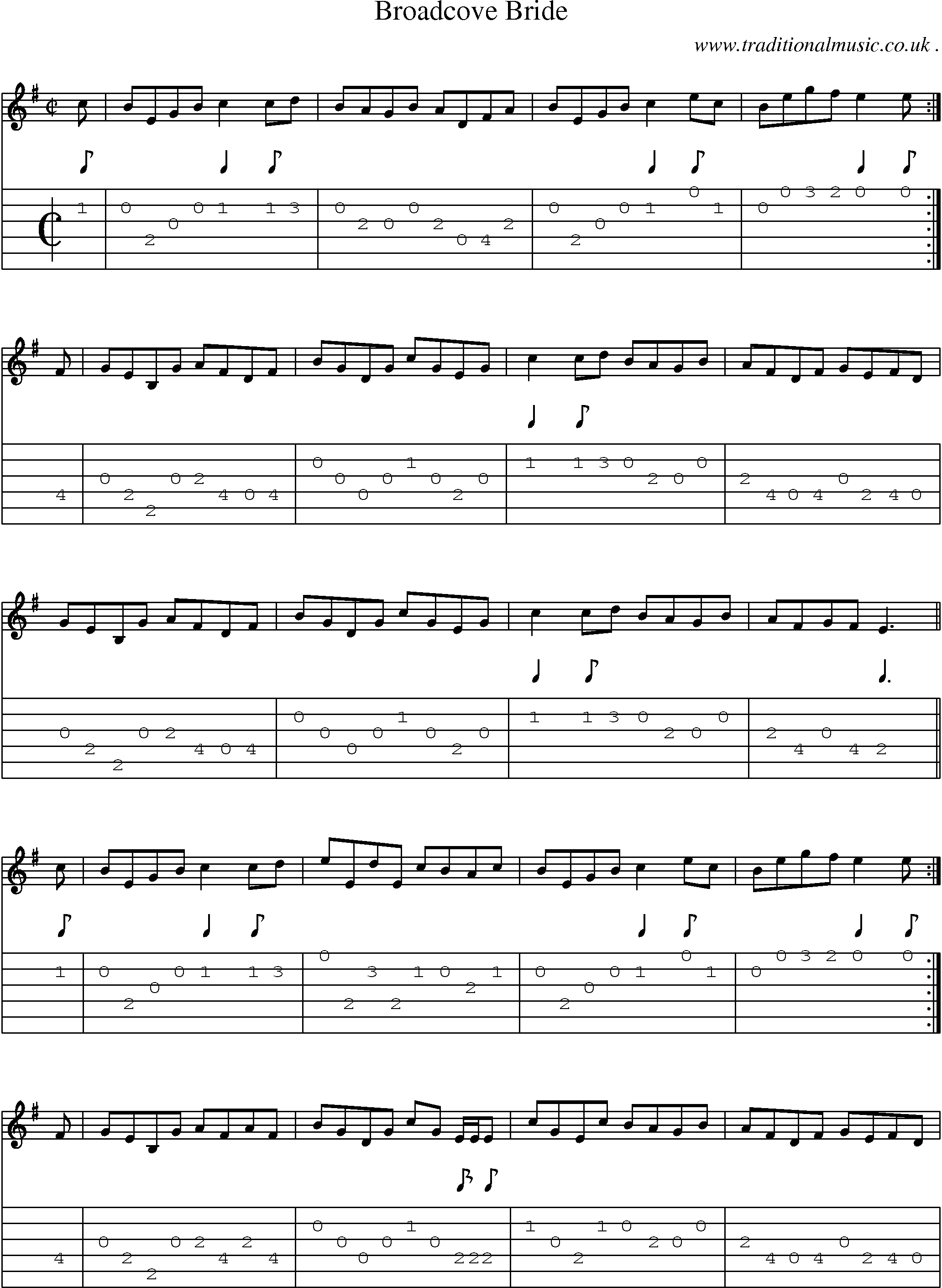 Sheet-Music and Guitar Tabs for Broadcove Bride