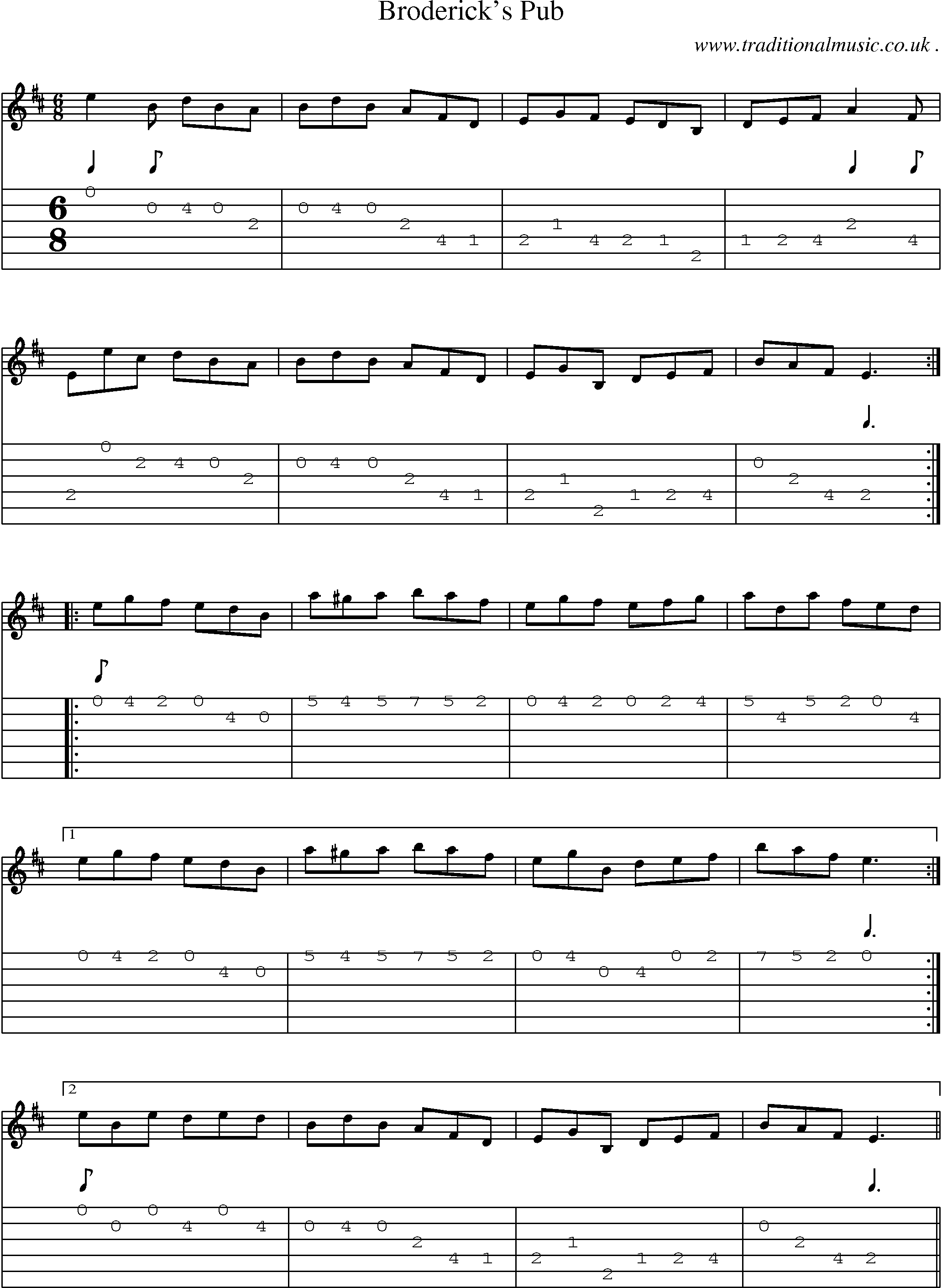 Sheet-Music and Guitar Tabs for Brodericks Pub