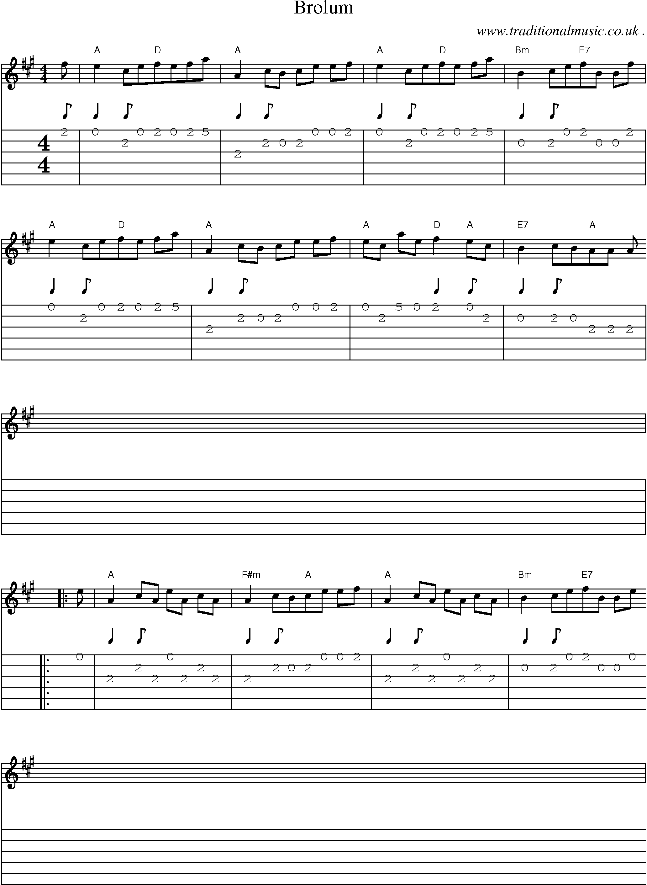 Sheet-Music and Guitar Tabs for Brolum