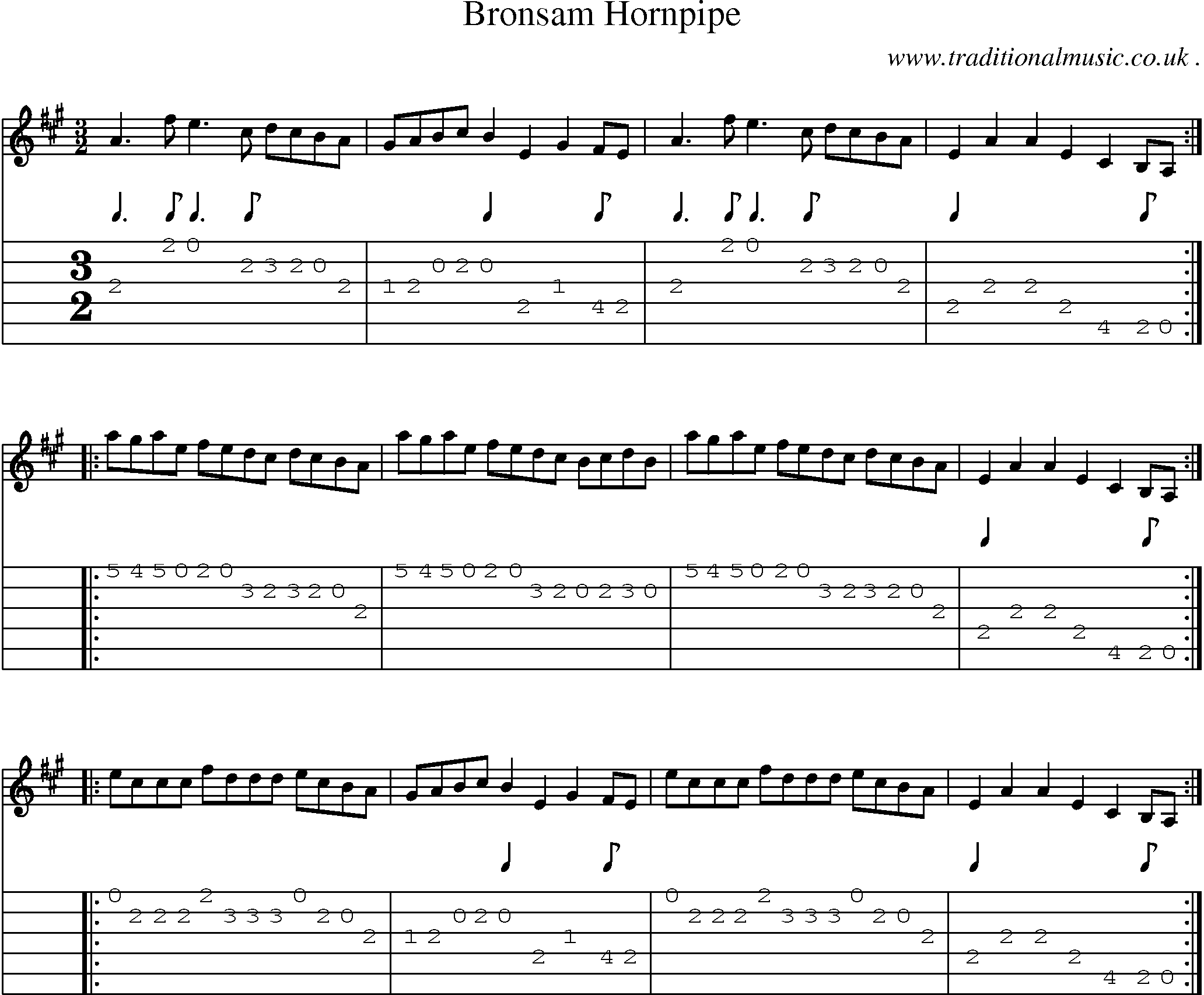 Sheet-Music and Guitar Tabs for Bronsam Hornpipe