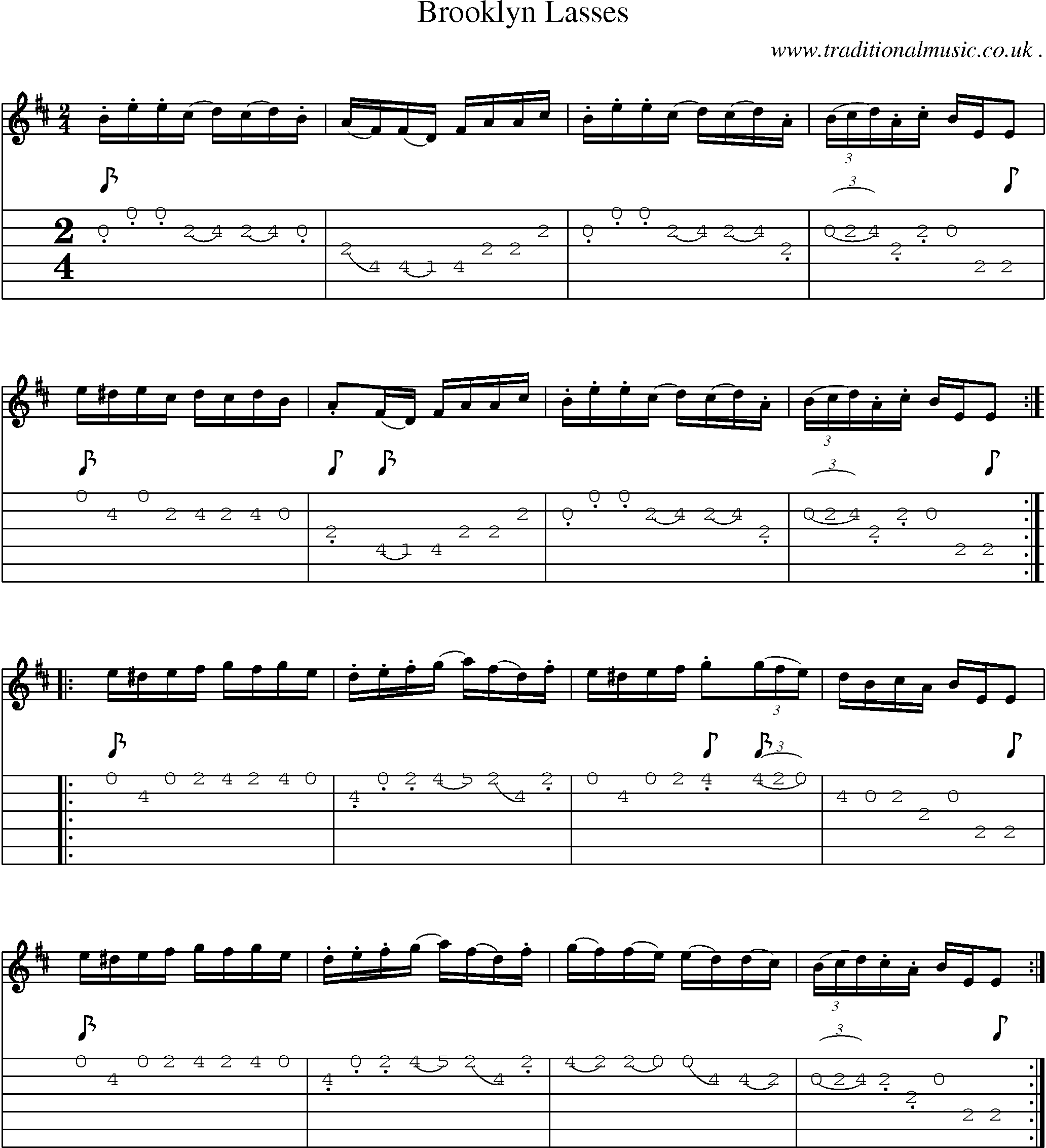Sheet-Music and Guitar Tabs for Brooklyn Lasses