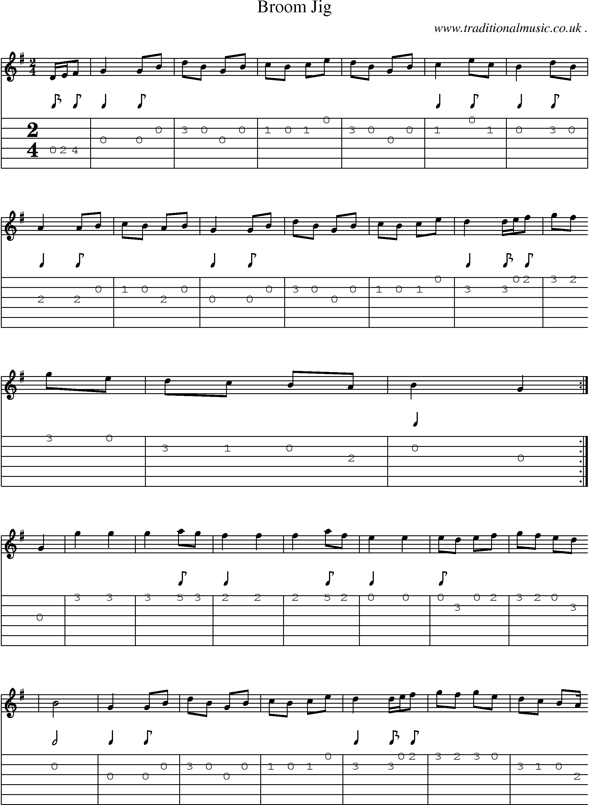 Sheet-Music and Guitar Tabs for Broom Jig