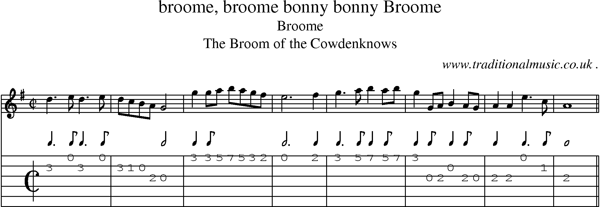 Sheet-Music and Guitar Tabs for Broome Broome Bonny Bonny Broome