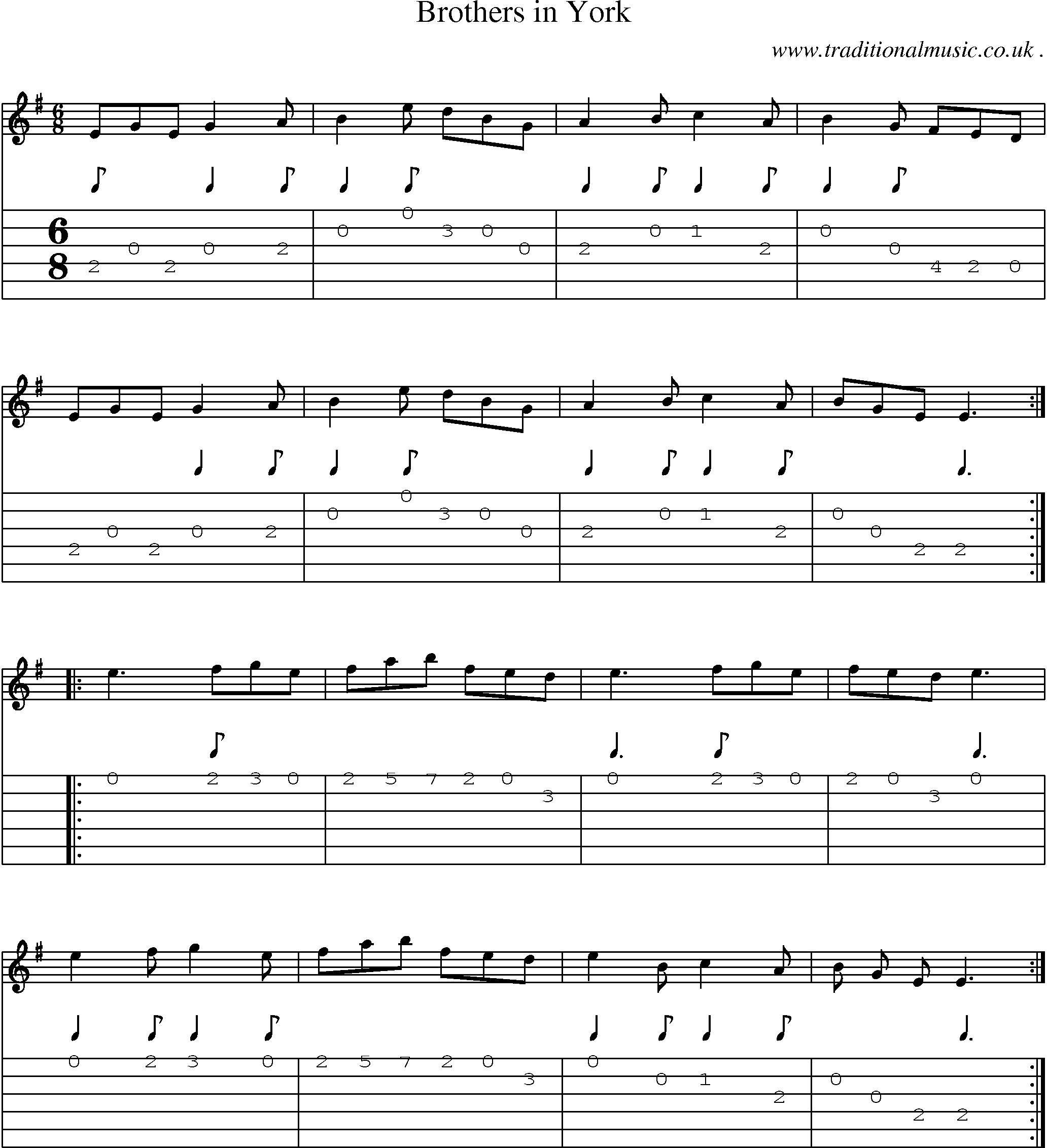 Sheet-Music and Guitar Tabs for Brothers In York