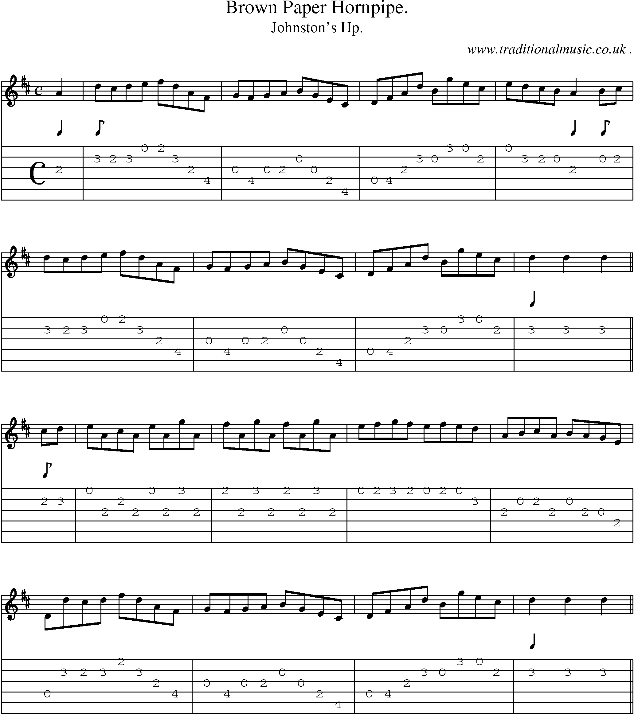 Sheet-Music and Guitar Tabs for Brown Paper Hornpipe