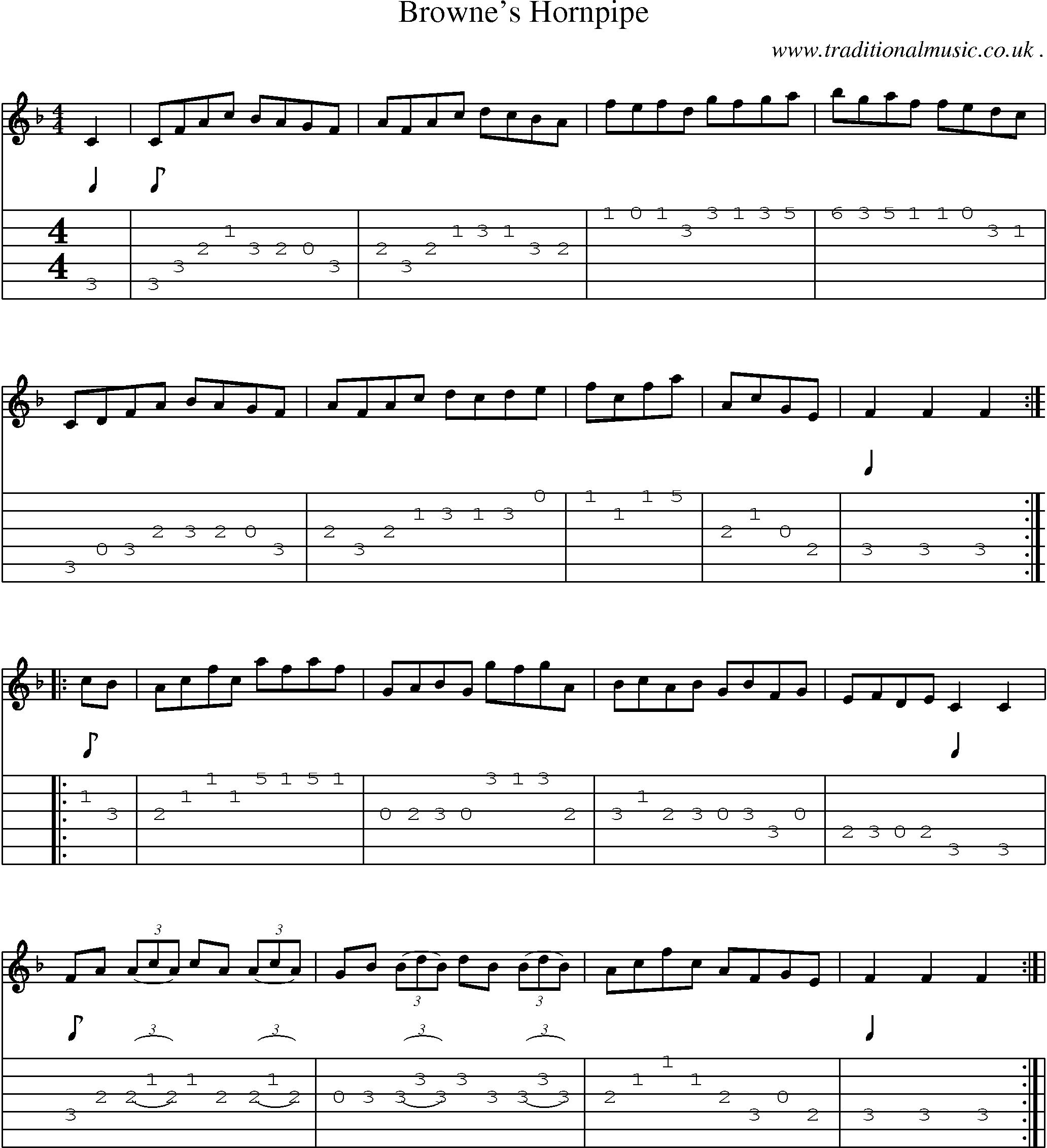 Sheet-Music and Guitar Tabs for Brownes Hornpipe
