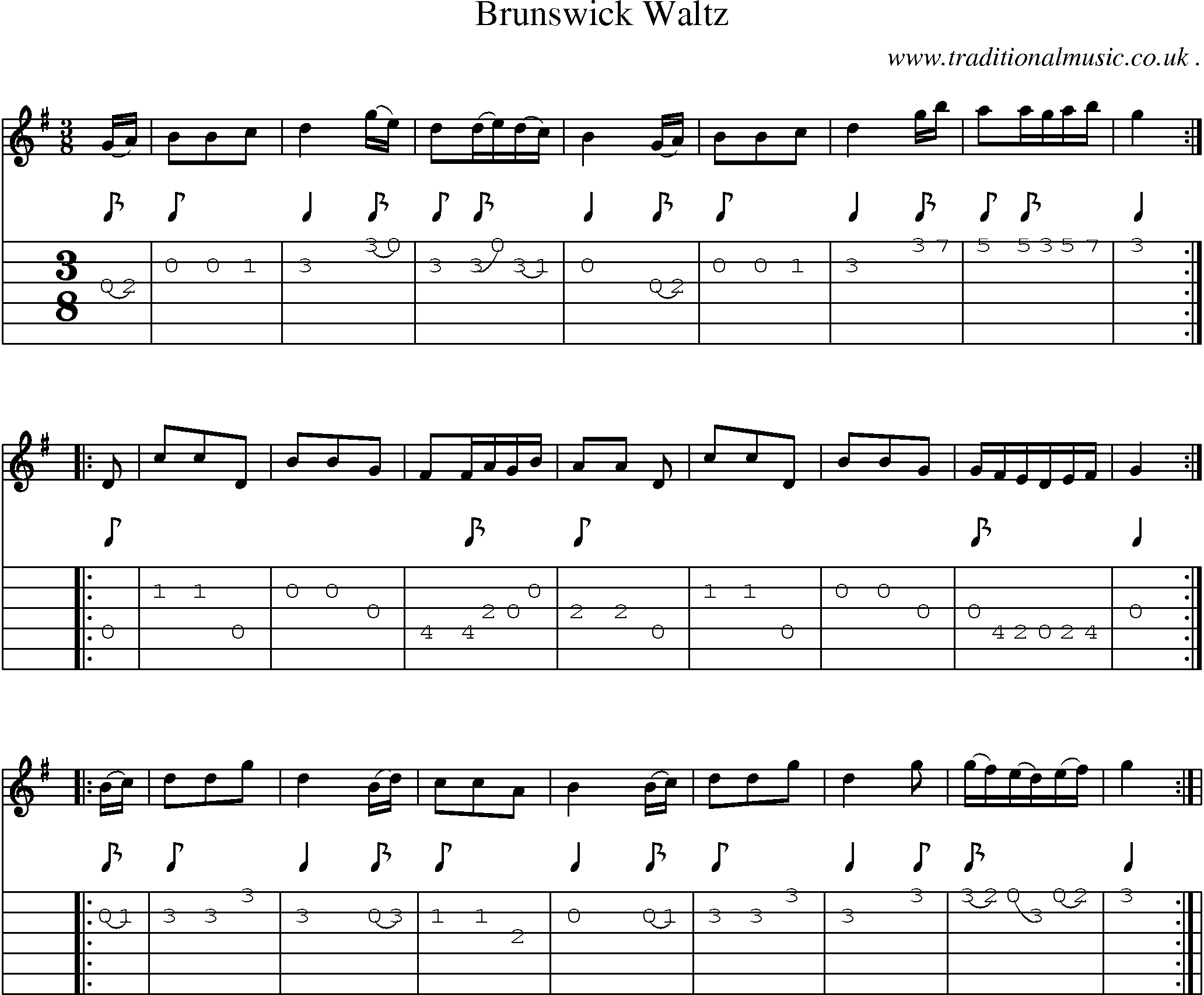 Sheet-Music and Guitar Tabs for Brunswick Waltz