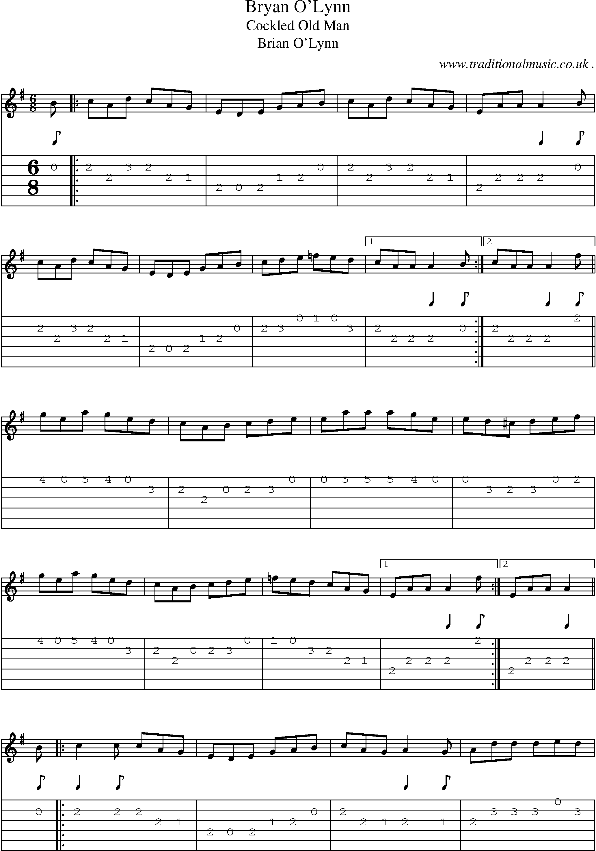 Sheet-Music and Guitar Tabs for Bryan Olynn