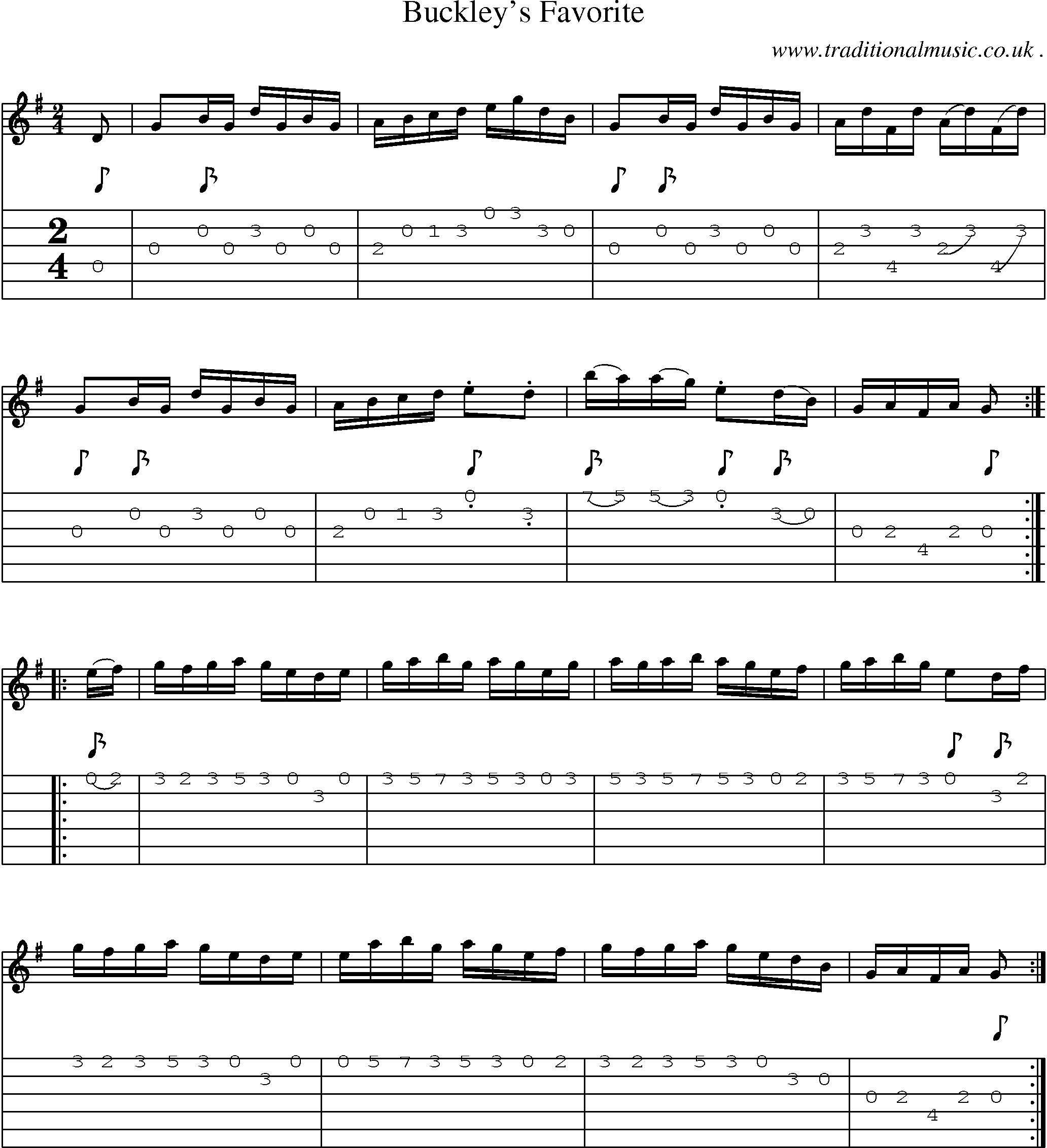 Sheet-Music and Guitar Tabs for Buckleys Favorite
