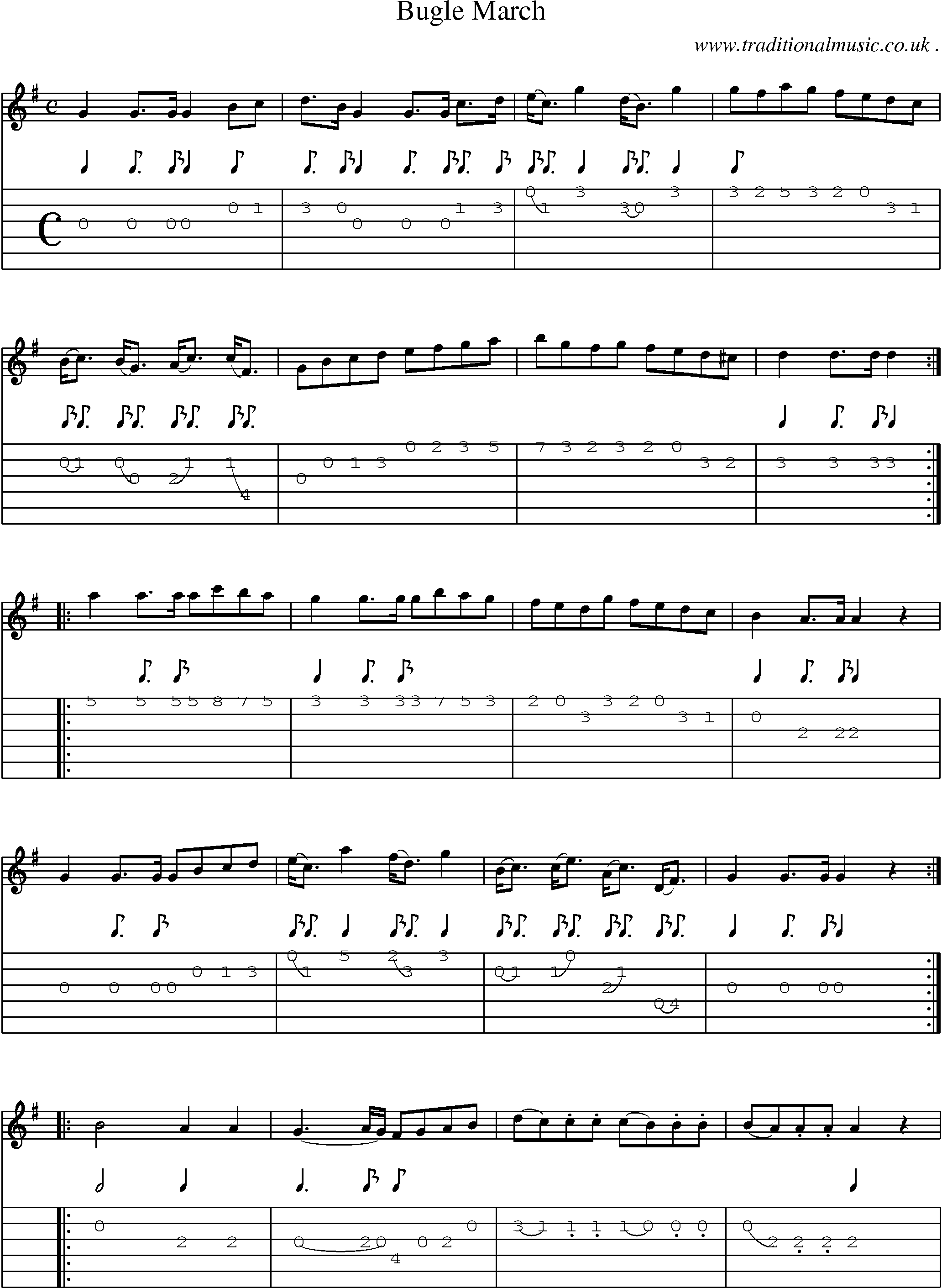 Sheet-Music and Guitar Tabs for Bugle March