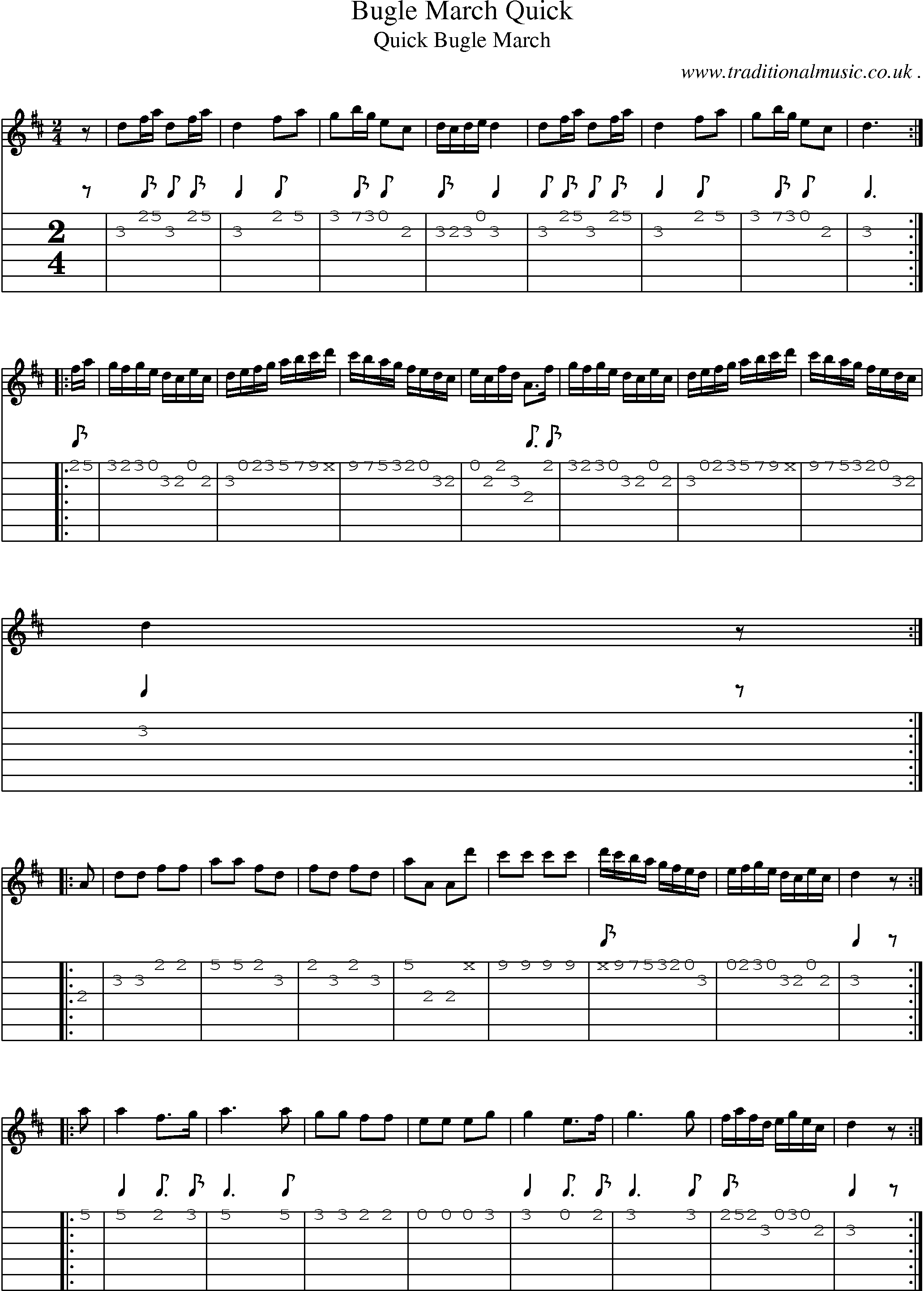Sheet-Music and Guitar Tabs for Bugle March Quick