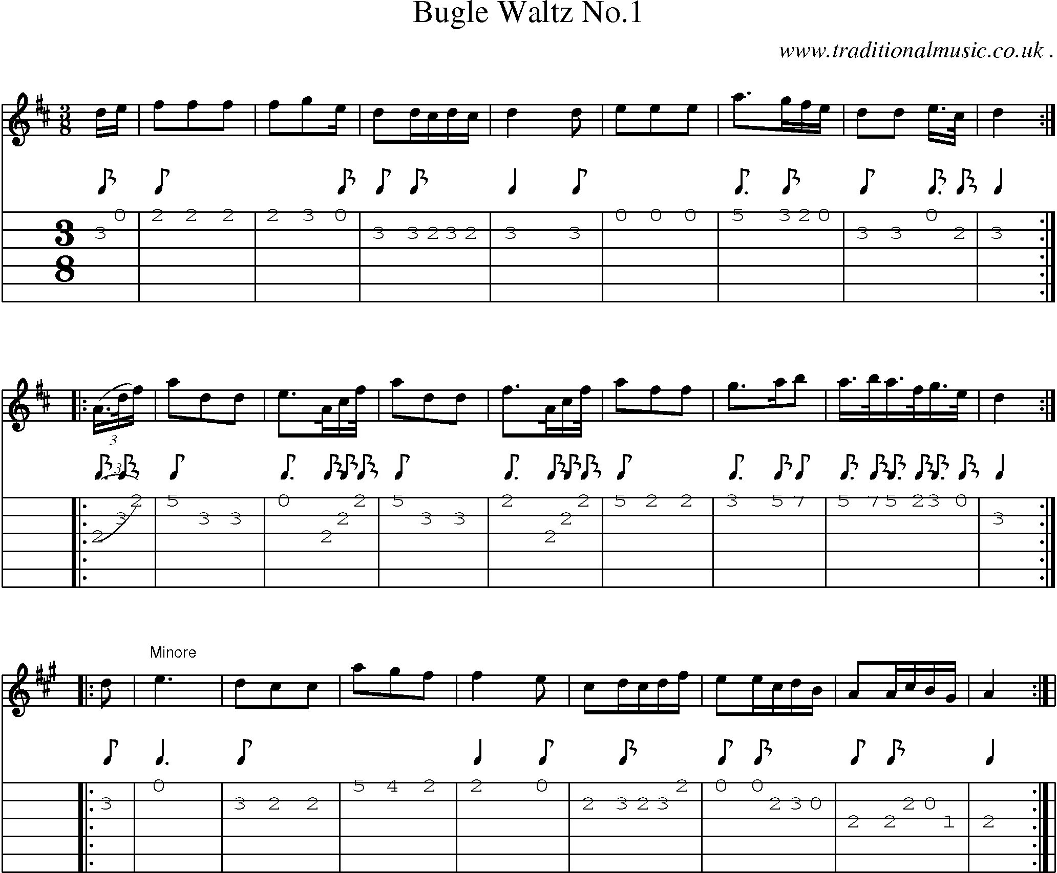 Sheet-Music and Guitar Tabs for Bugle Waltz No1