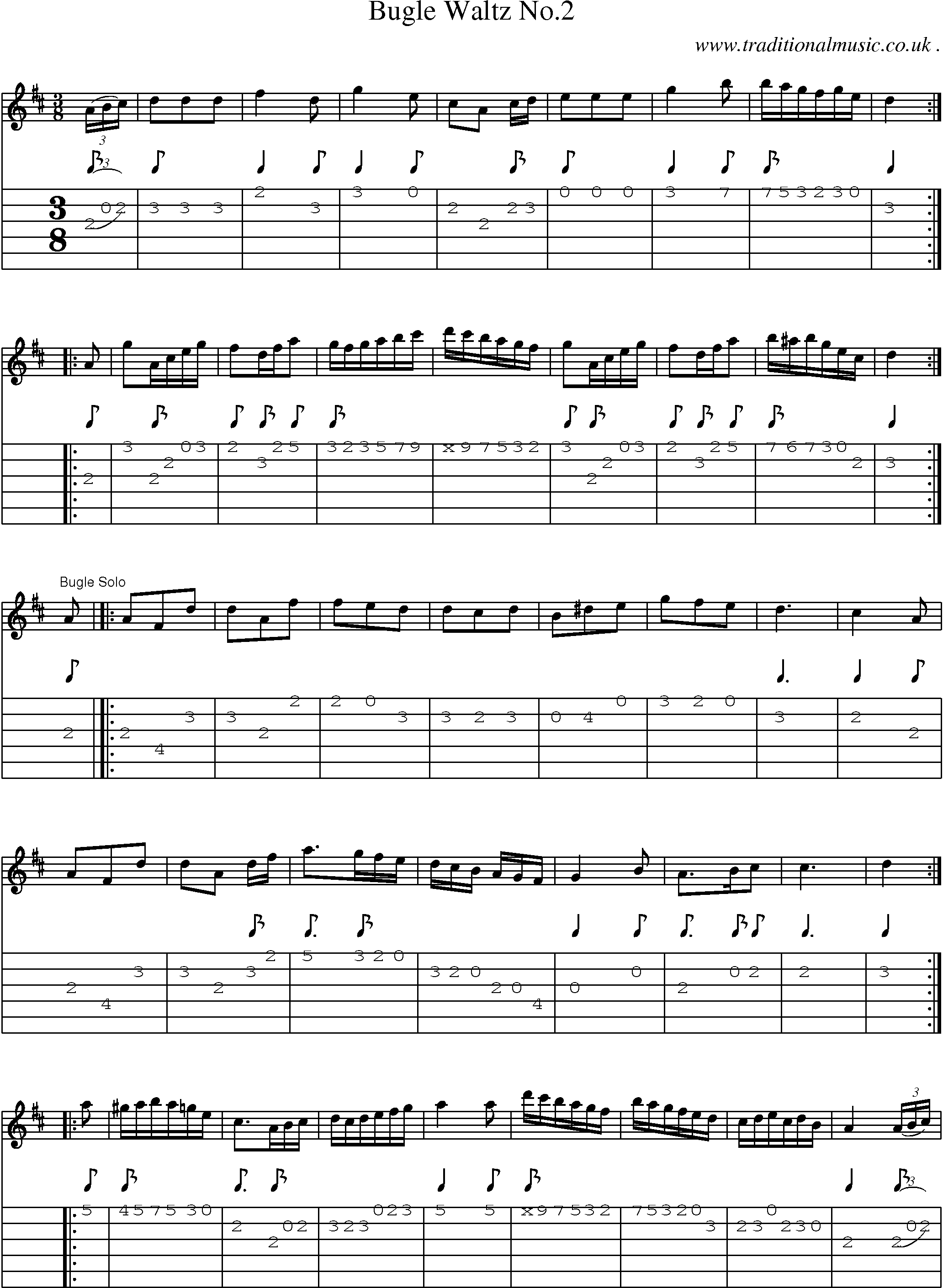Sheet-Music and Guitar Tabs for Bugle Waltz No2