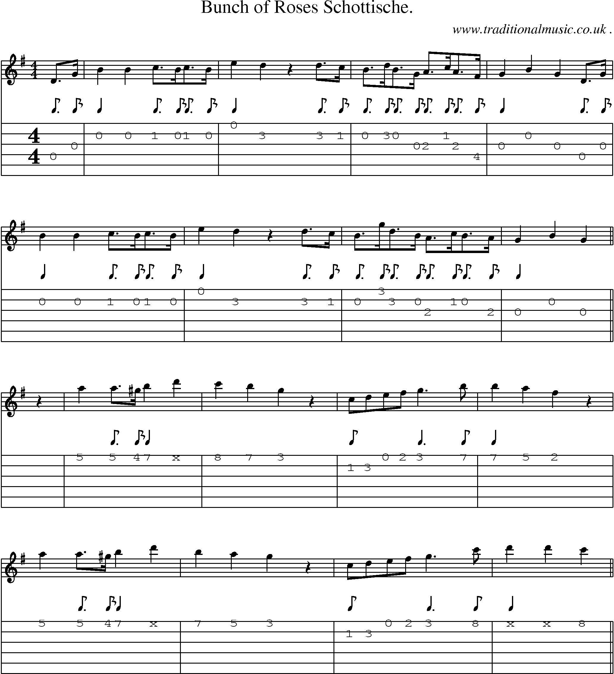 Sheet-Music and Guitar Tabs for Bunch Of Roses Schottische