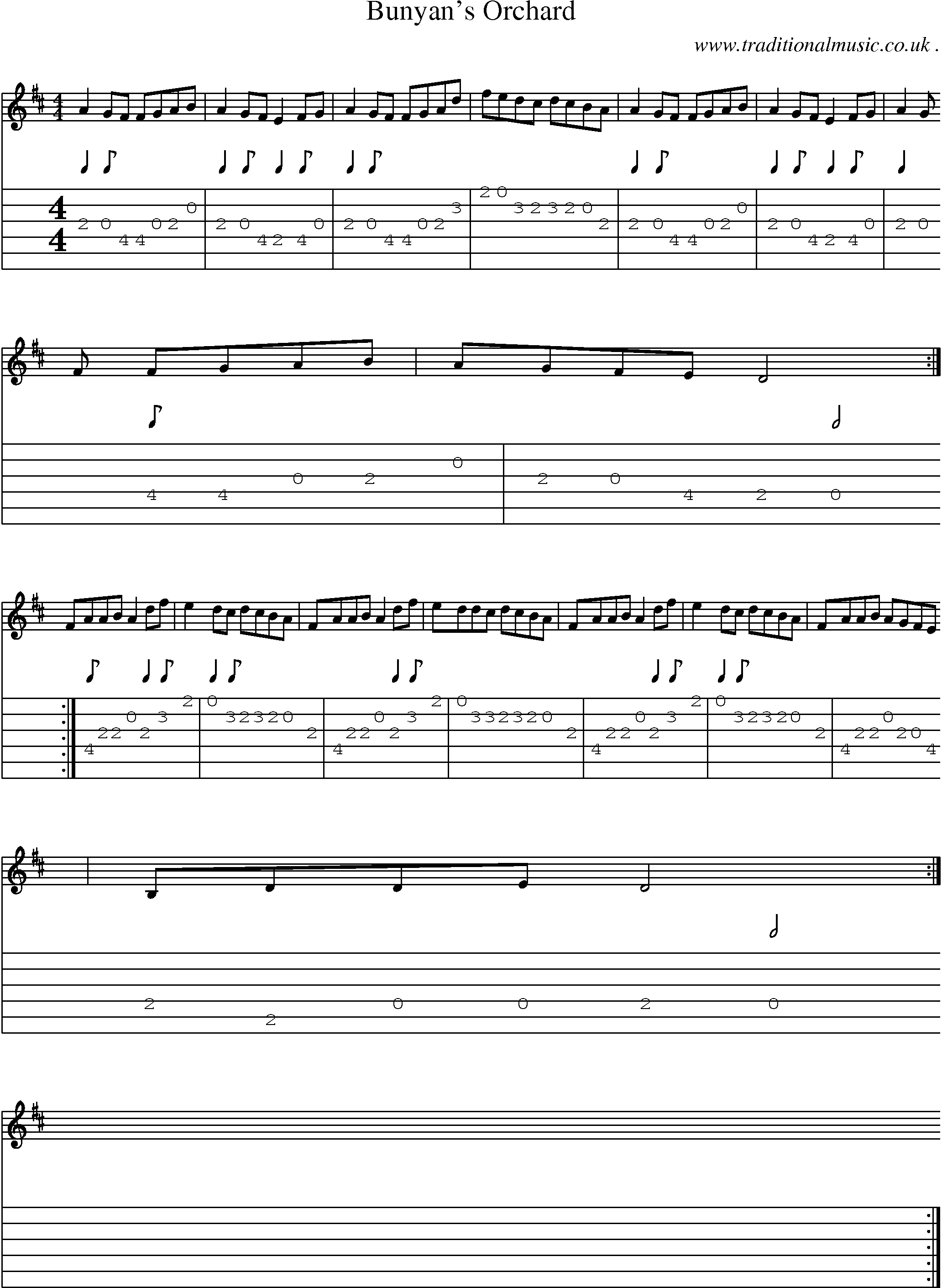 Sheet-Music and Guitar Tabs for Bunyans Orchard