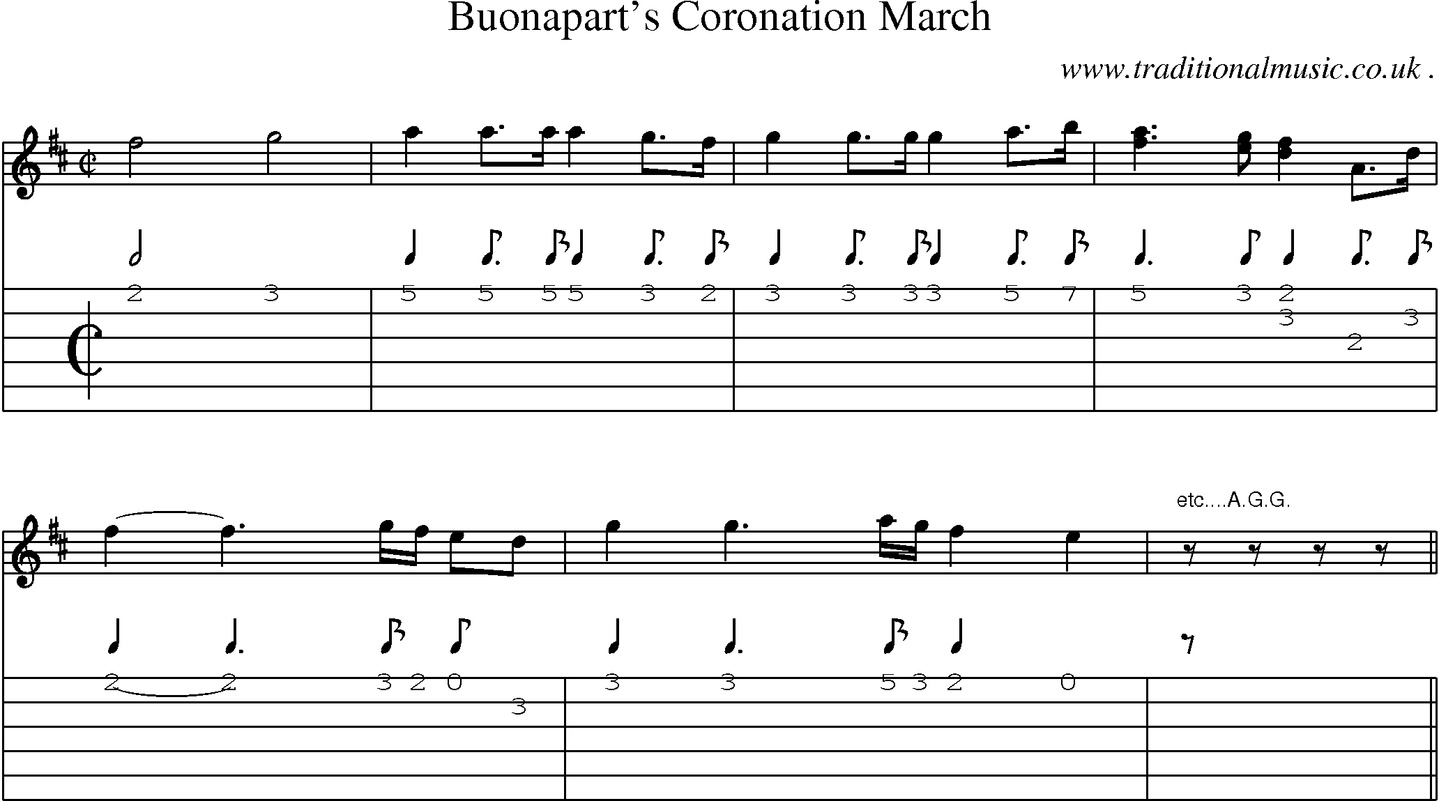 Sheet-Music and Guitar Tabs for Buonaparts Coronation March