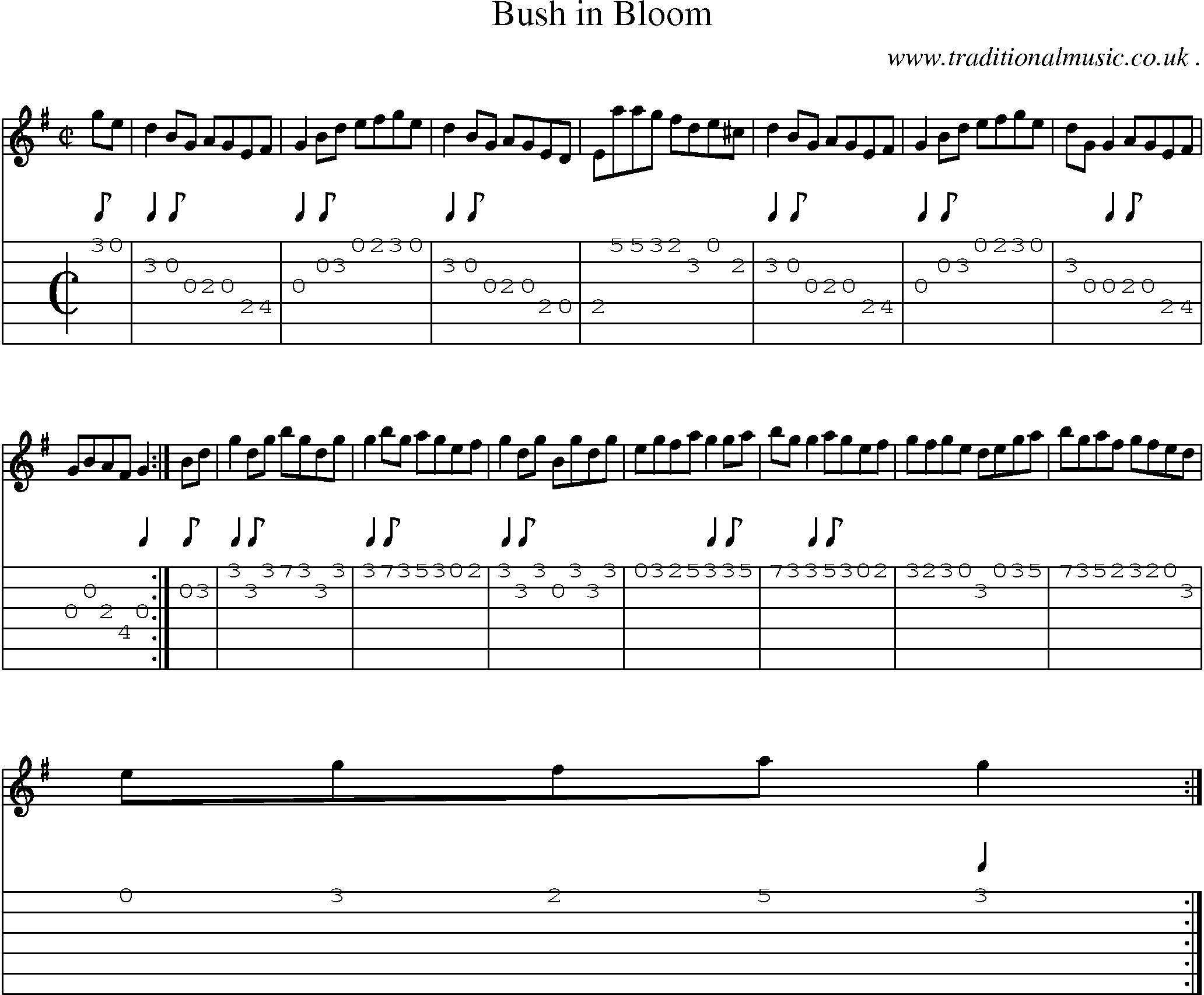 Sheet-Music and Guitar Tabs for Bush In Bloom