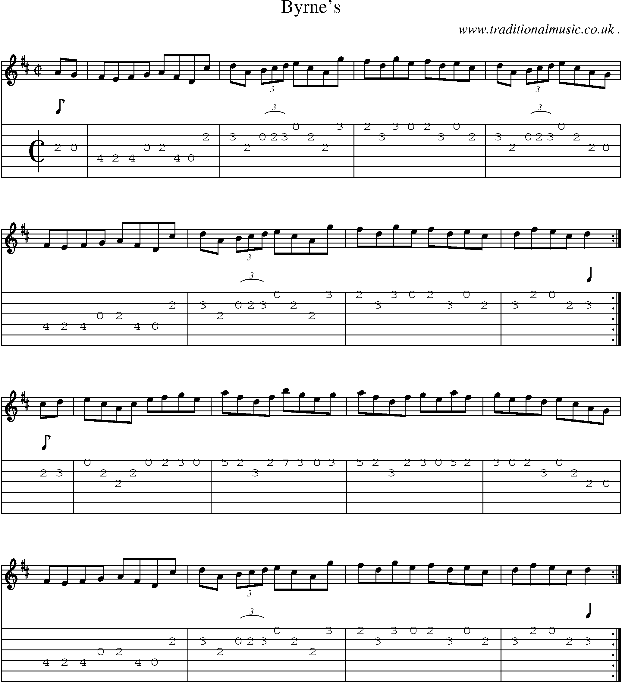 Sheet-Music and Guitar Tabs for Byrnes