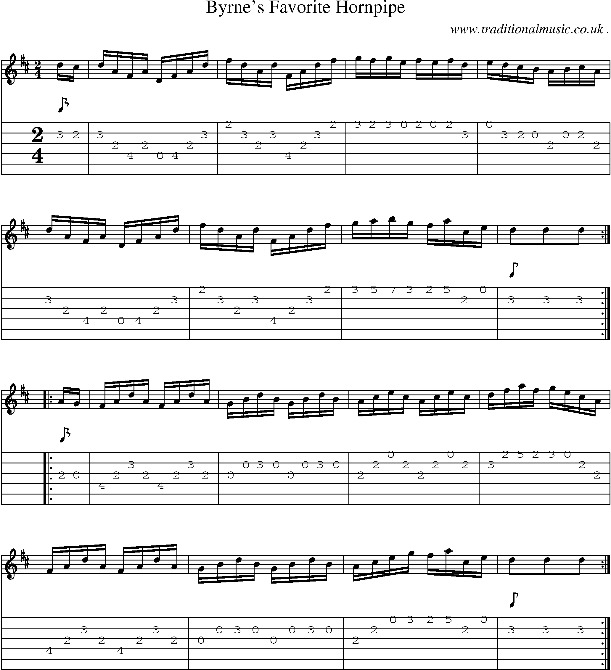 Sheet-Music and Guitar Tabs for Byrnes Favorite Hornpipe