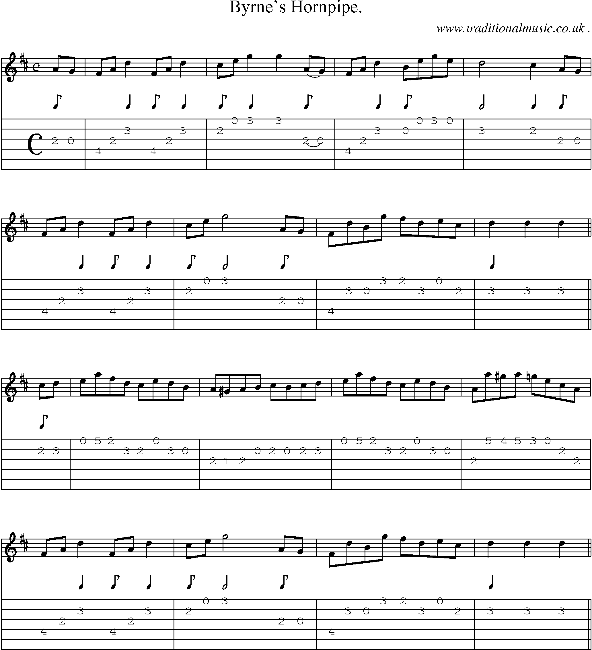 Sheet-Music and Guitar Tabs for Byrnes Hornpipe