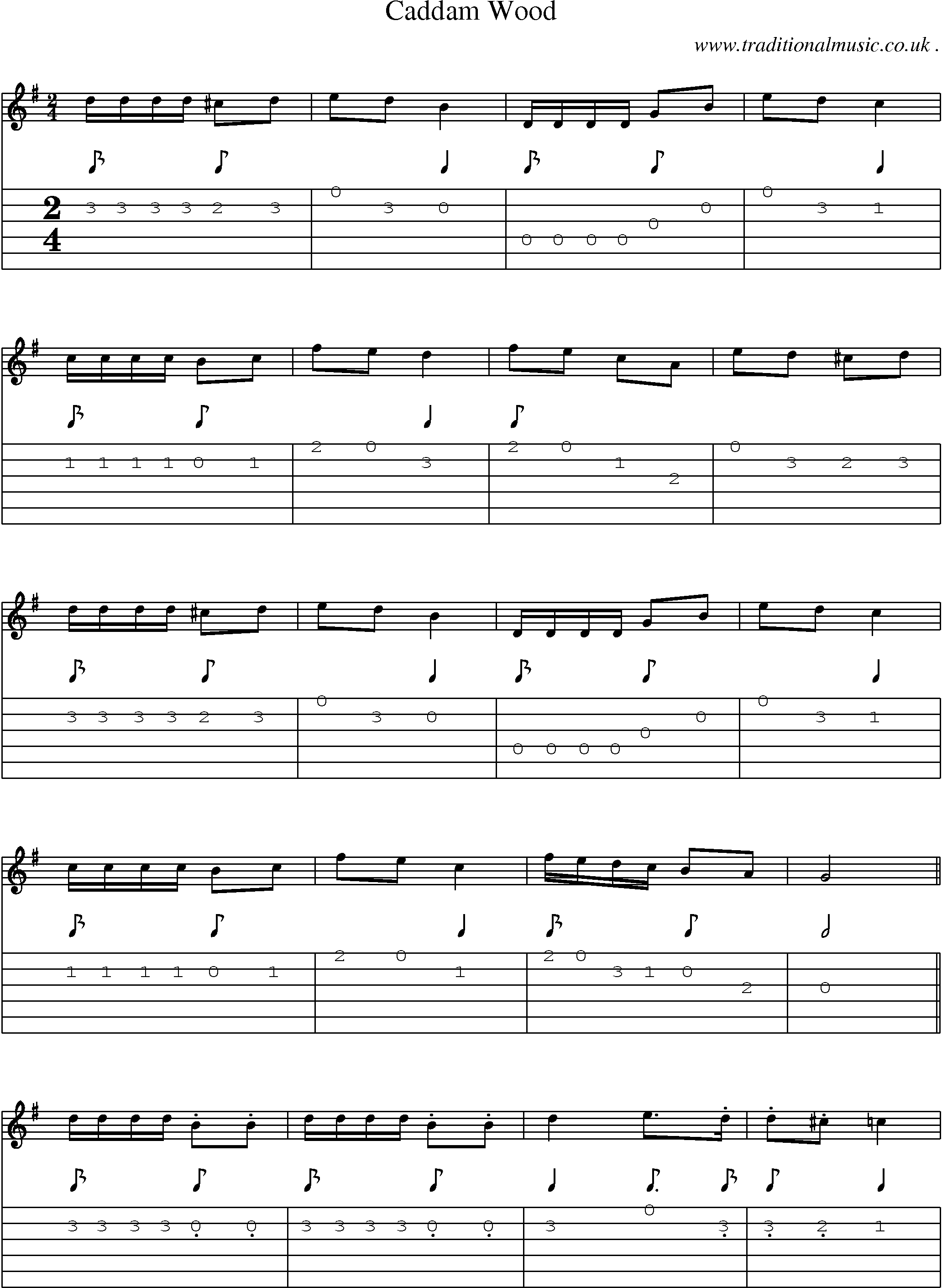 Sheet-Music and Guitar Tabs for Caddam Wood